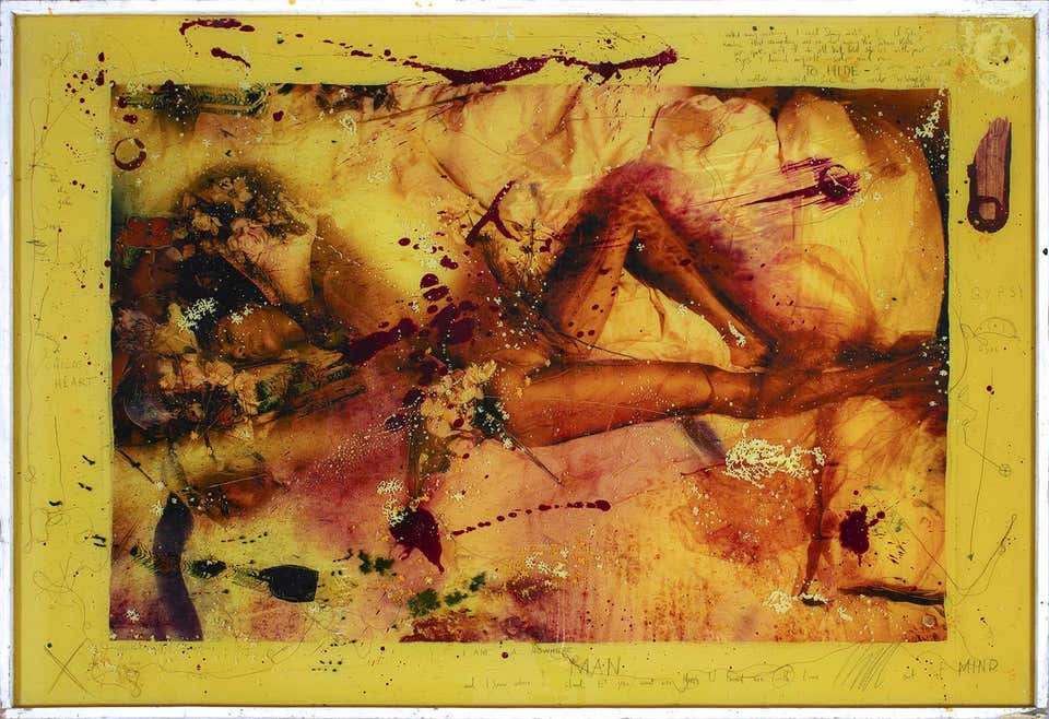 "Gypsy" archival print, oil paint and mixed media encased in resin by Mazzucco