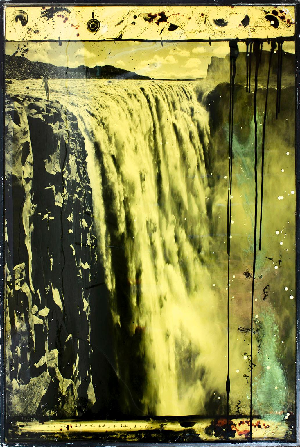 "Untitled (Waterfall Variation)" mixed media artwork by artist Raphael Mazzucco. Signed front lower right corner.