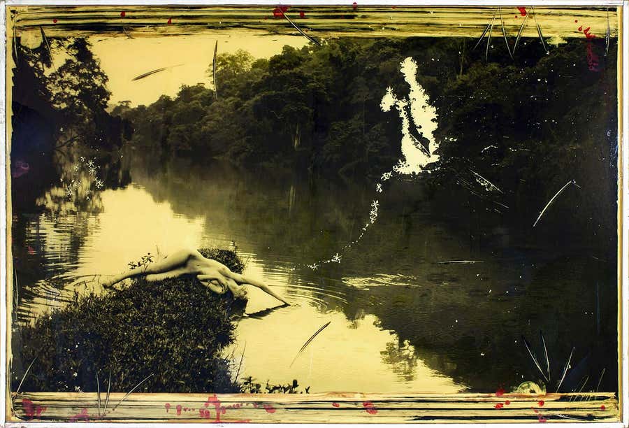 "Vietnam, Untitled" signed mixed media artwork by artist Raphael Mazzucco