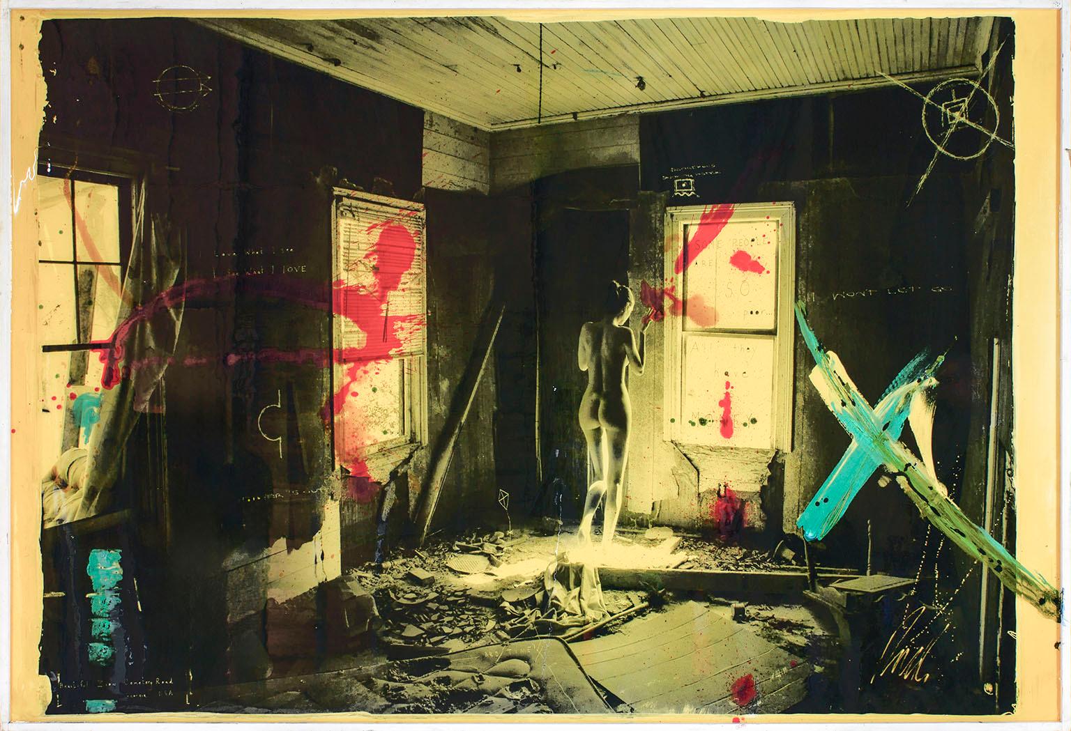 „Windows“ Archivdruck, Ölfarbe und Mischtechnik in Harz ummantelt von Mazzucco – Mixed Media Art von Raphael Mazzucco