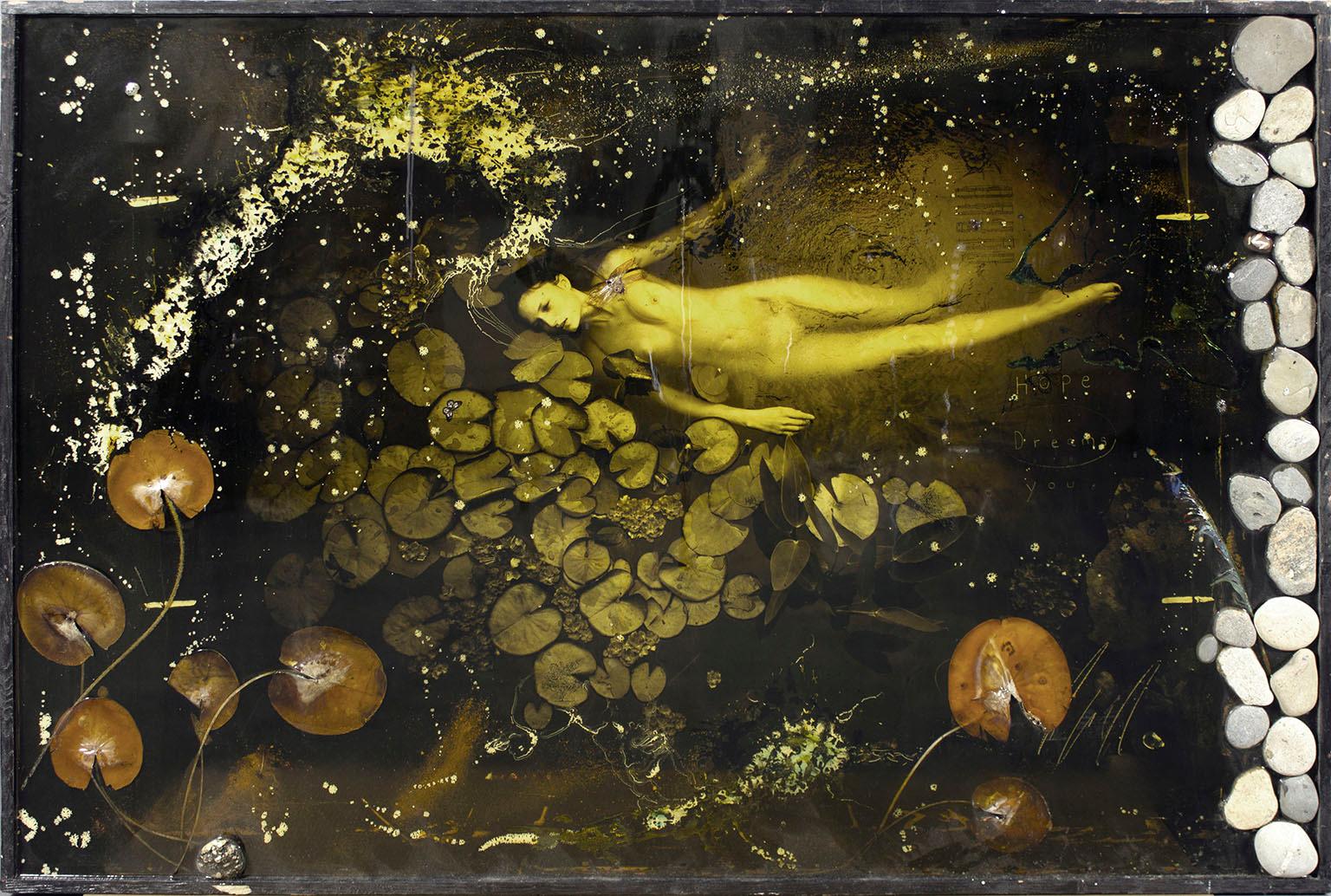 Raphael Mazzucco Figurative Print - "Coda" archival print, oil paint and mixed media work encased in resin 