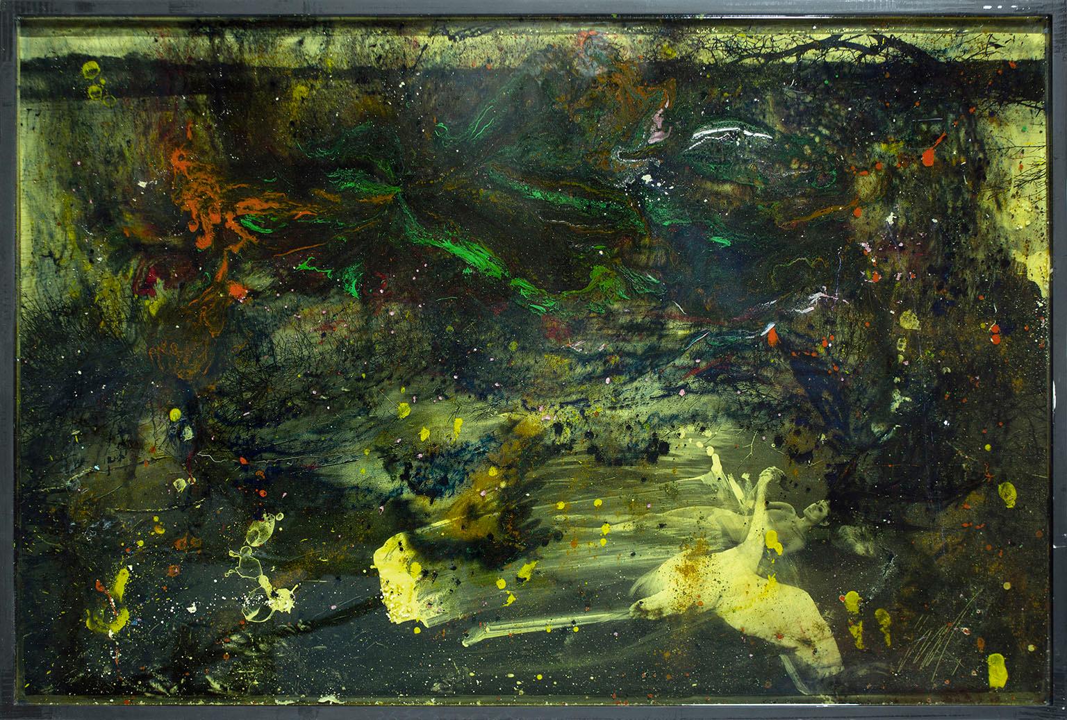 Raphael Mazzucco Nude Print - "Hidden Lake" diamond-dusted archival print and mixed media encased in resin