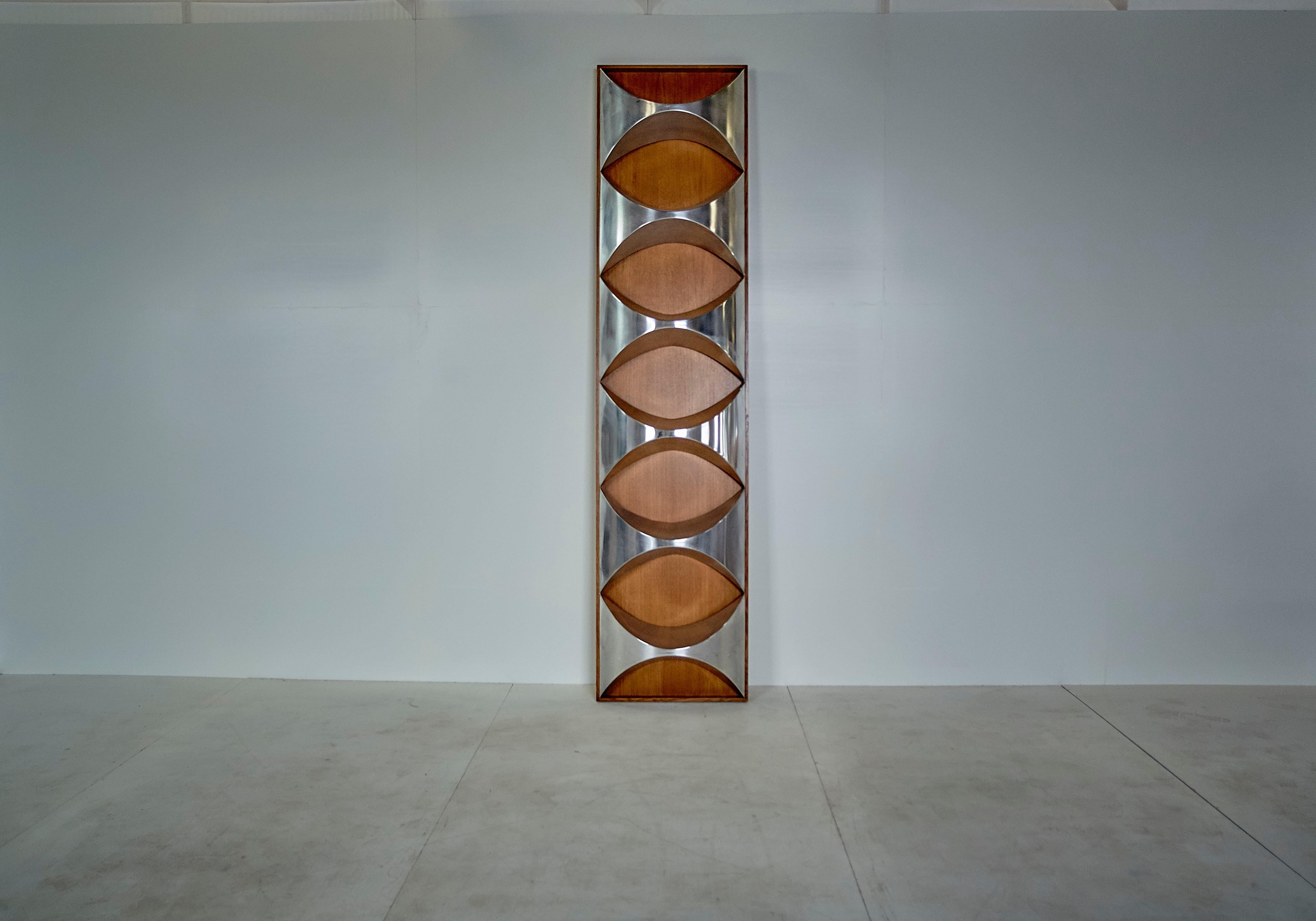 Raphaël Midcentury Stainless Steal and Oakwood French Decorative Panels ...