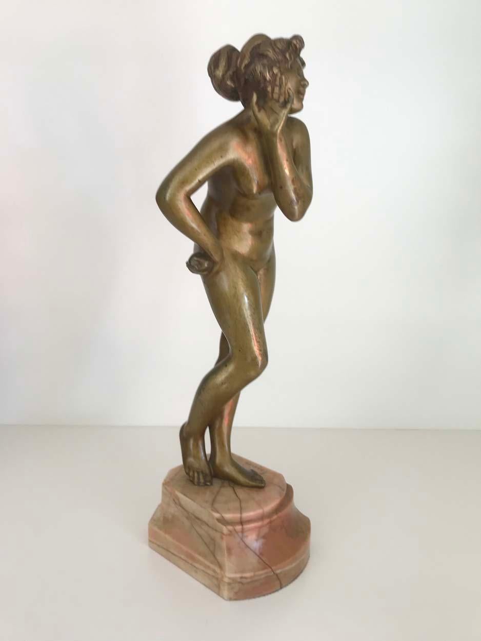 Cast Italian Bronze Figure of a Naked Female, Raphael Nannini, circa 1880 For Sale