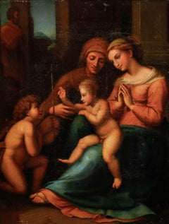 Raffaello - Olio su tela del XIX secolo con cornice, La Madonna dell’Amore Divino