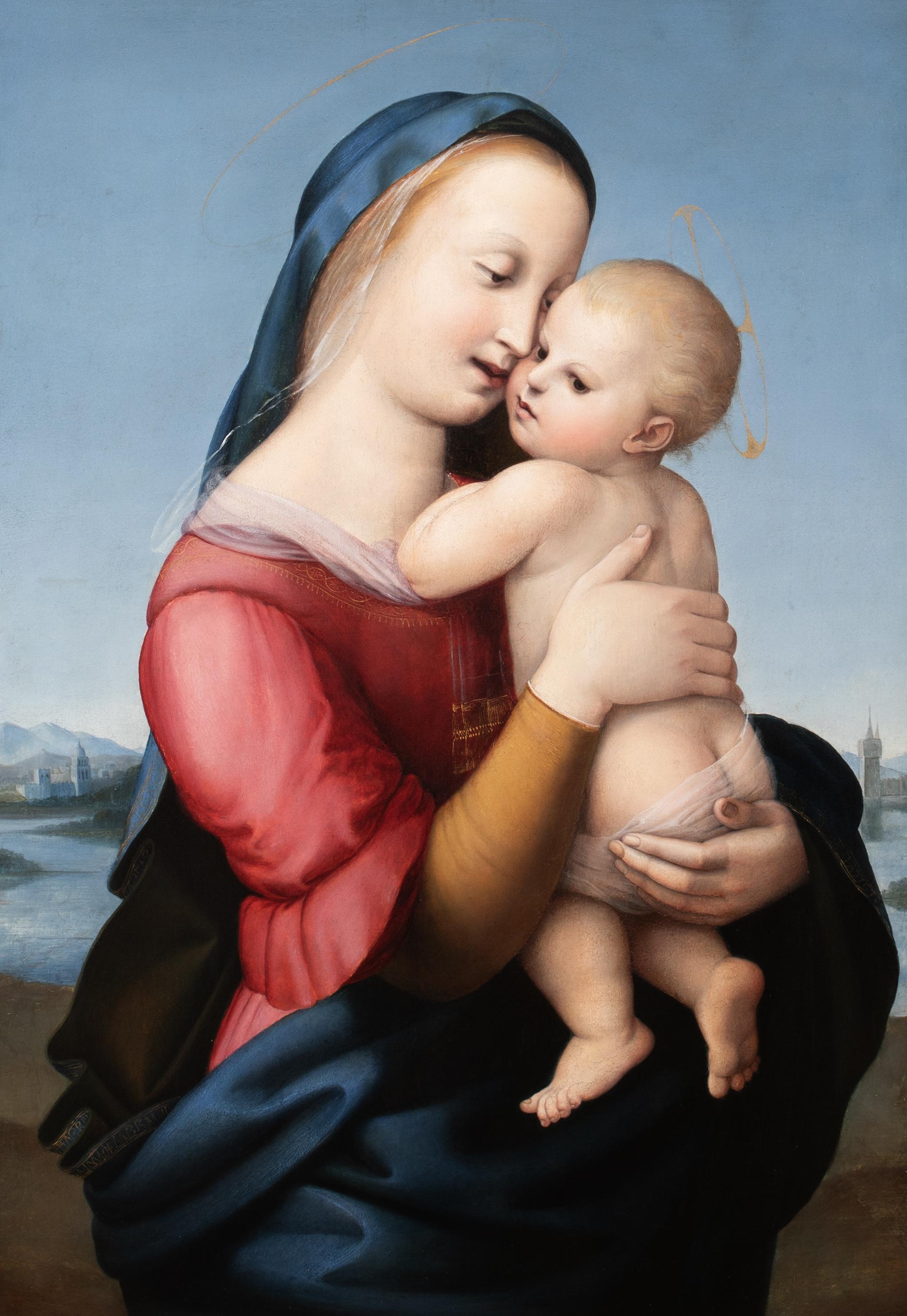 Madonna Tempi, siglo XVII - Portrait Painting Negro de Raphael