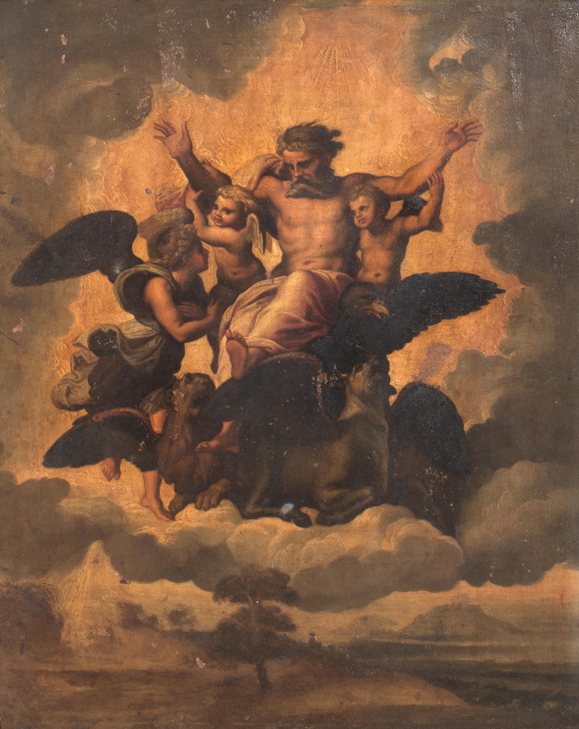 The Vision Of Ezekiel, 17th Century

after Raphael (1483-1520)

17th Century Italian Old Master depiction of The Vision Of Ezekiel, oil on copper panel. Excellent quality and condition early version of Rapheal's famous composition found in the