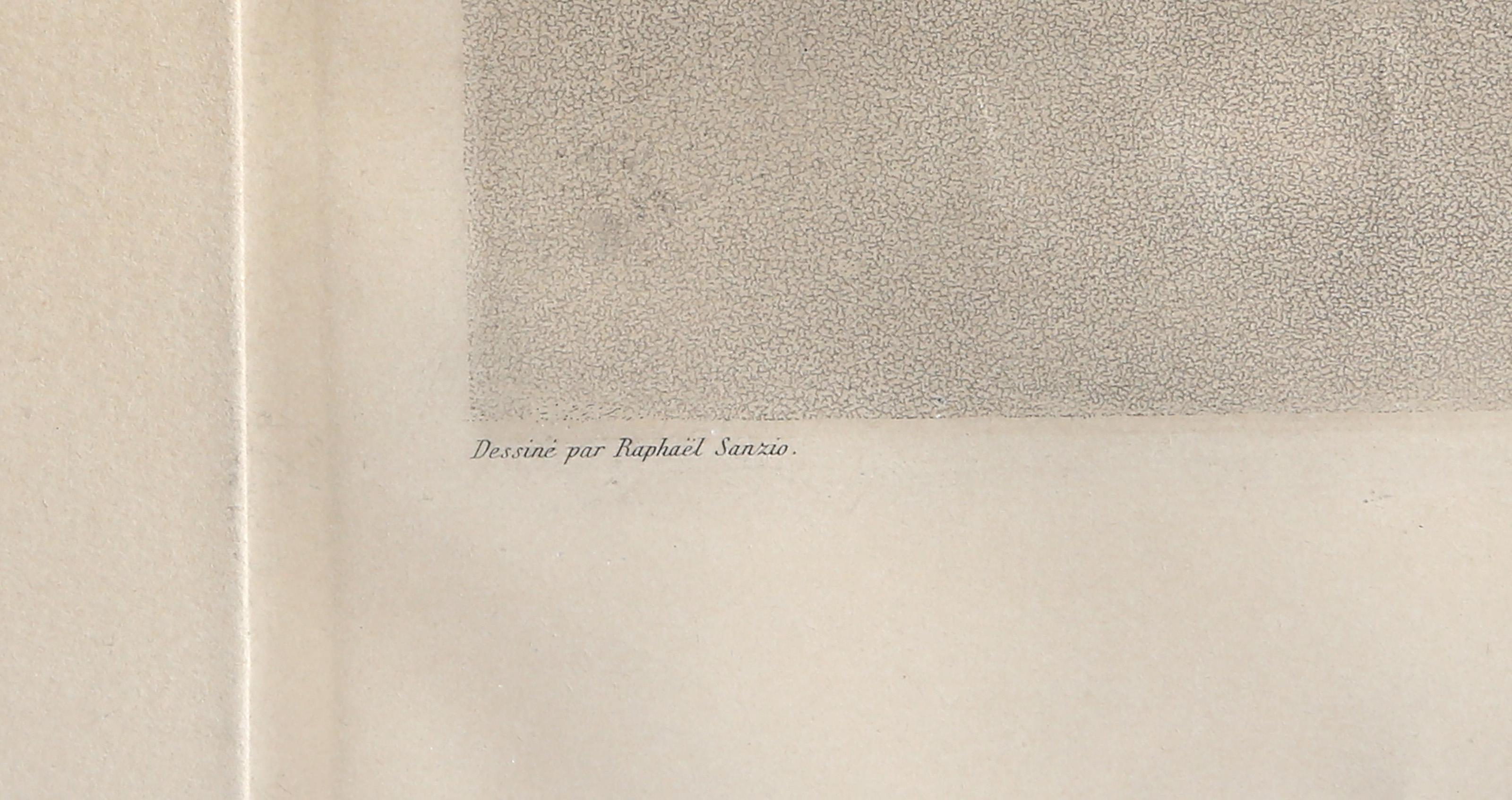 Raphael Sanzio da Urbino, d'après Alphonse LeRoyer, Italien (1483 - 1520) - Portrait d'un jeune homme, Année :  circa 1858, Medium :  Gravure, Taille de l'image :  10.75 x 8.5 pouces, Taille :  22 x 14.75 in. (55.88 x 37.47 cm), Taille du cadre : 