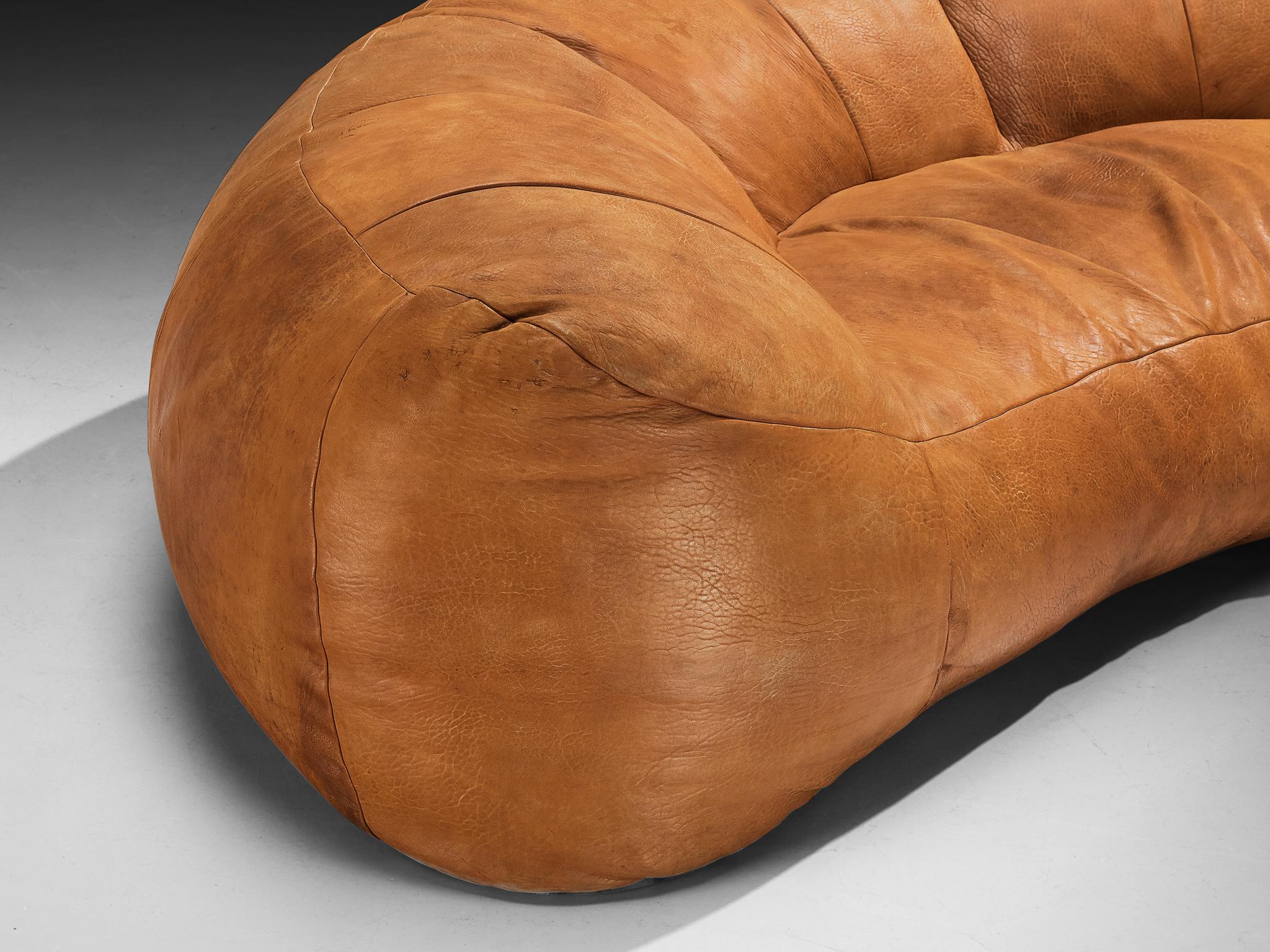 Raphael Raffel for Honore Paris Large Croissant Sofa in Leather For Sale 4