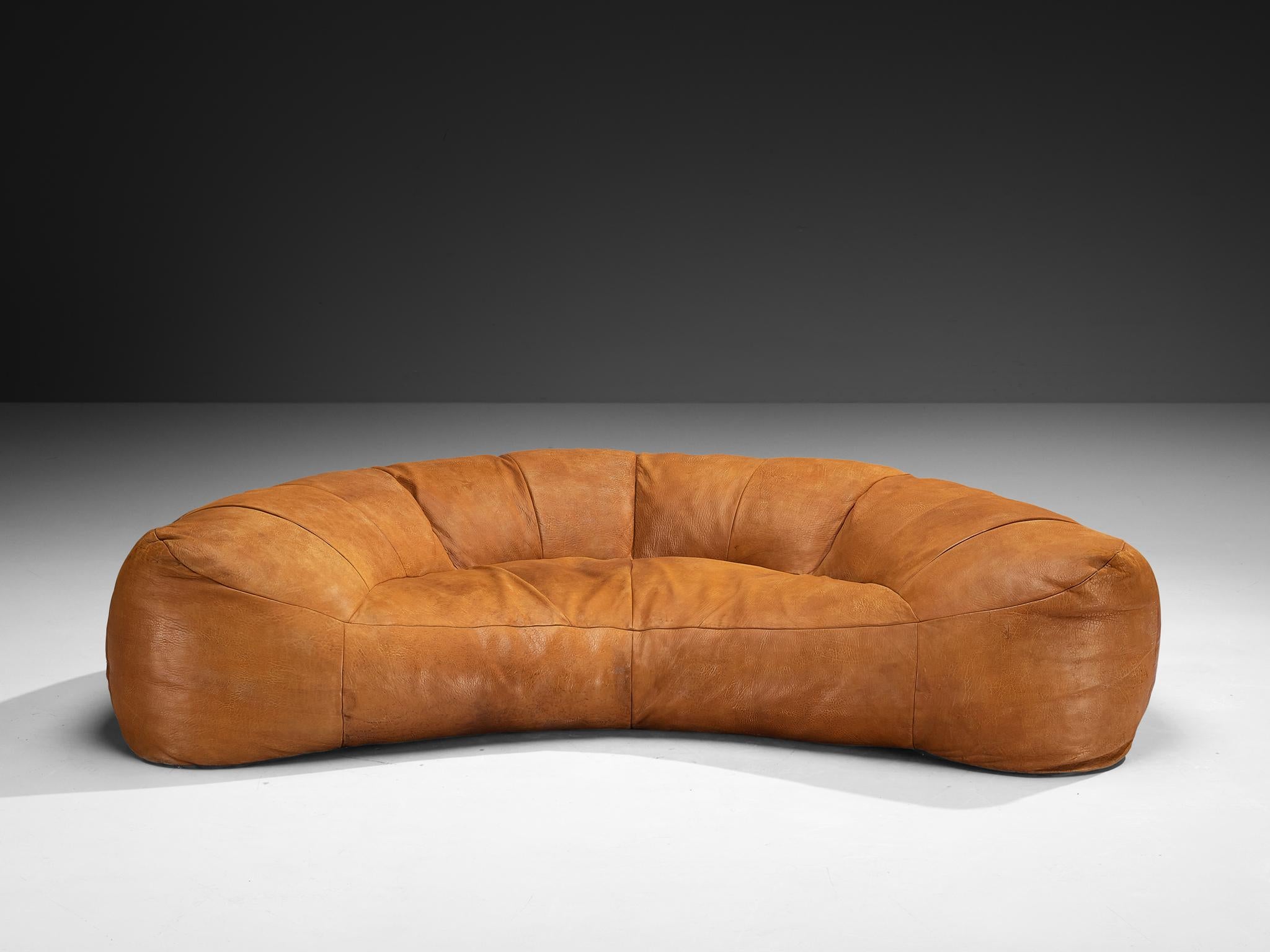 Raphael Raffel for Honore Paris Large Croissant Sofa in Leather For Sale 5