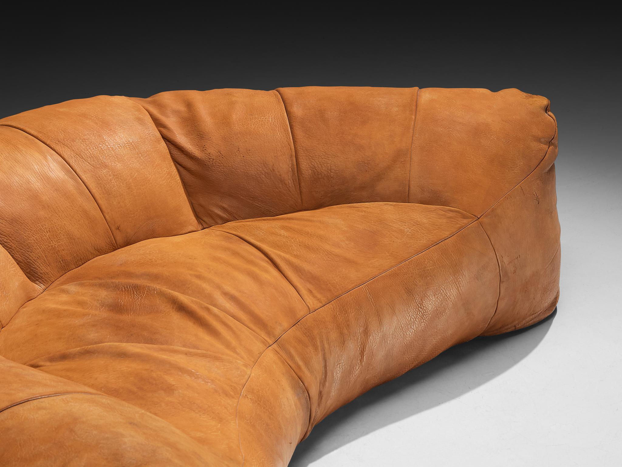 Post-Modern Raphael Raffel for Honore Paris Large Croissant Sofa in Leather For Sale