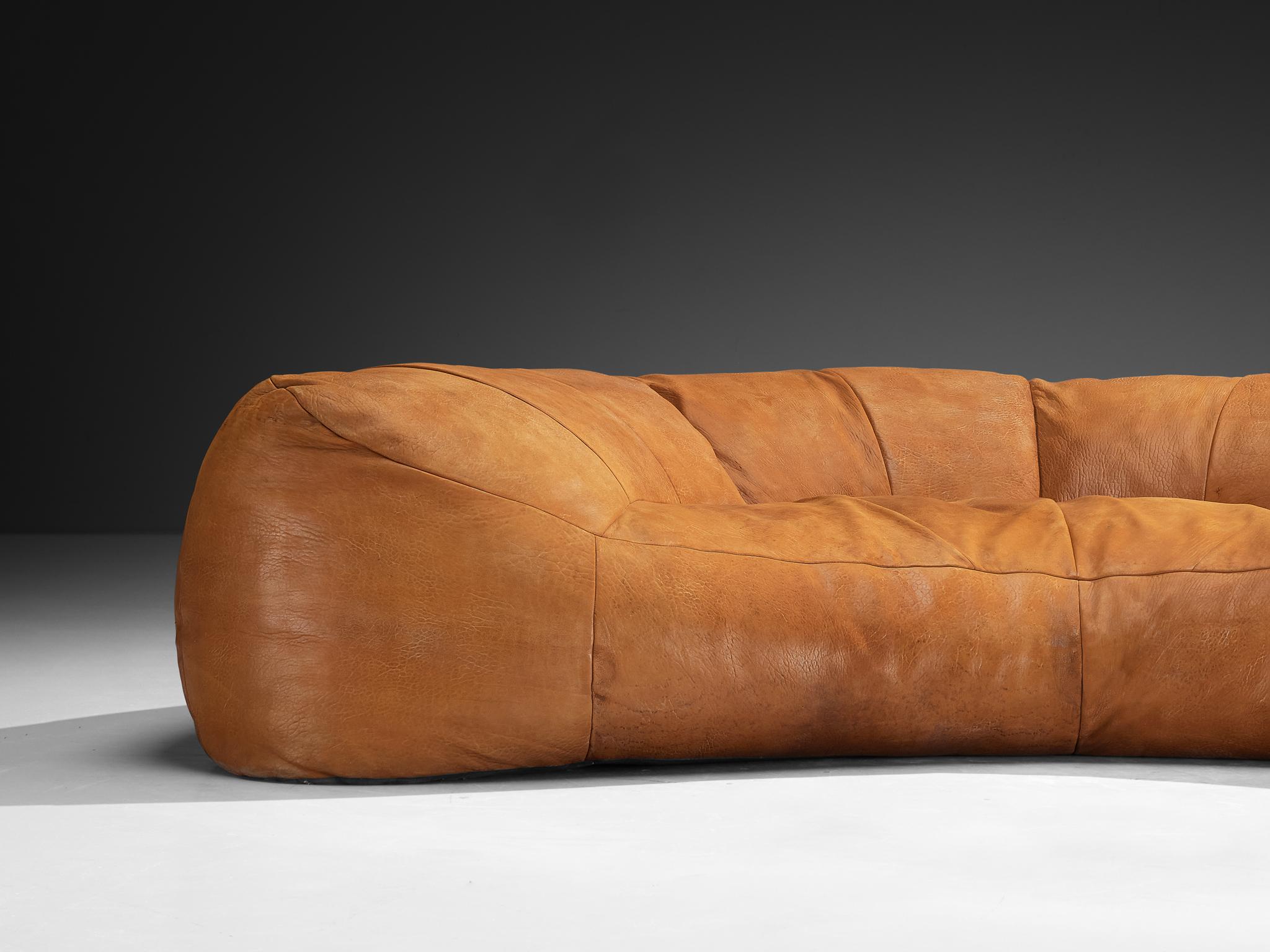 Late 20th Century Raphael Raffel for Honore Paris Large Croissant Sofa in Leather For Sale