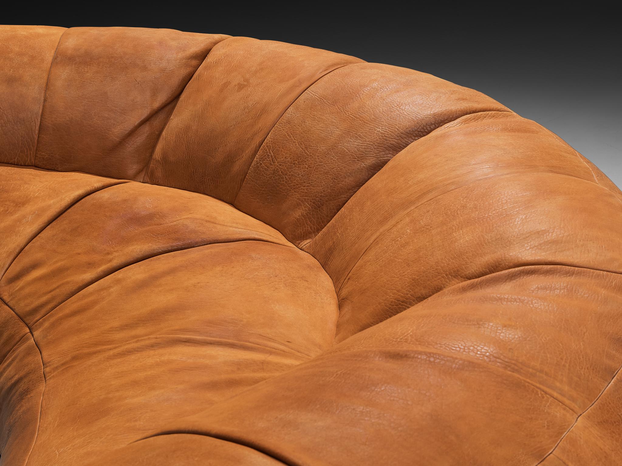 Raphael Raffel for Honore Paris Large Croissant Sofa in Leather For Sale 1