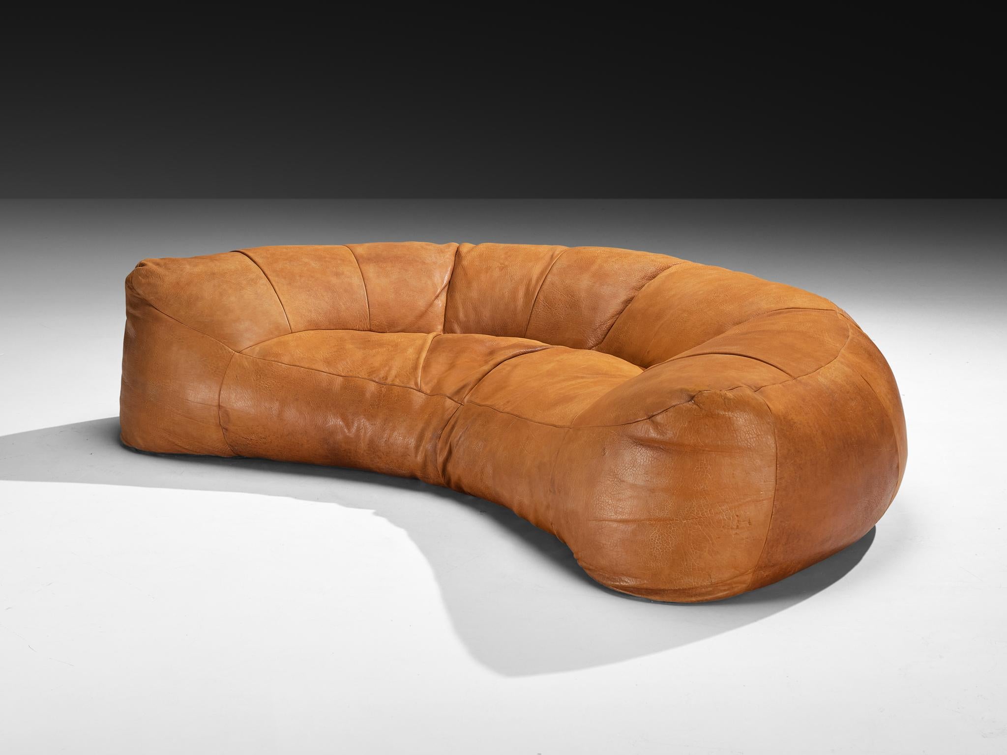 Raphael Raffel for Honore Paris Large Croissant Sofa in Leather For Sale 2