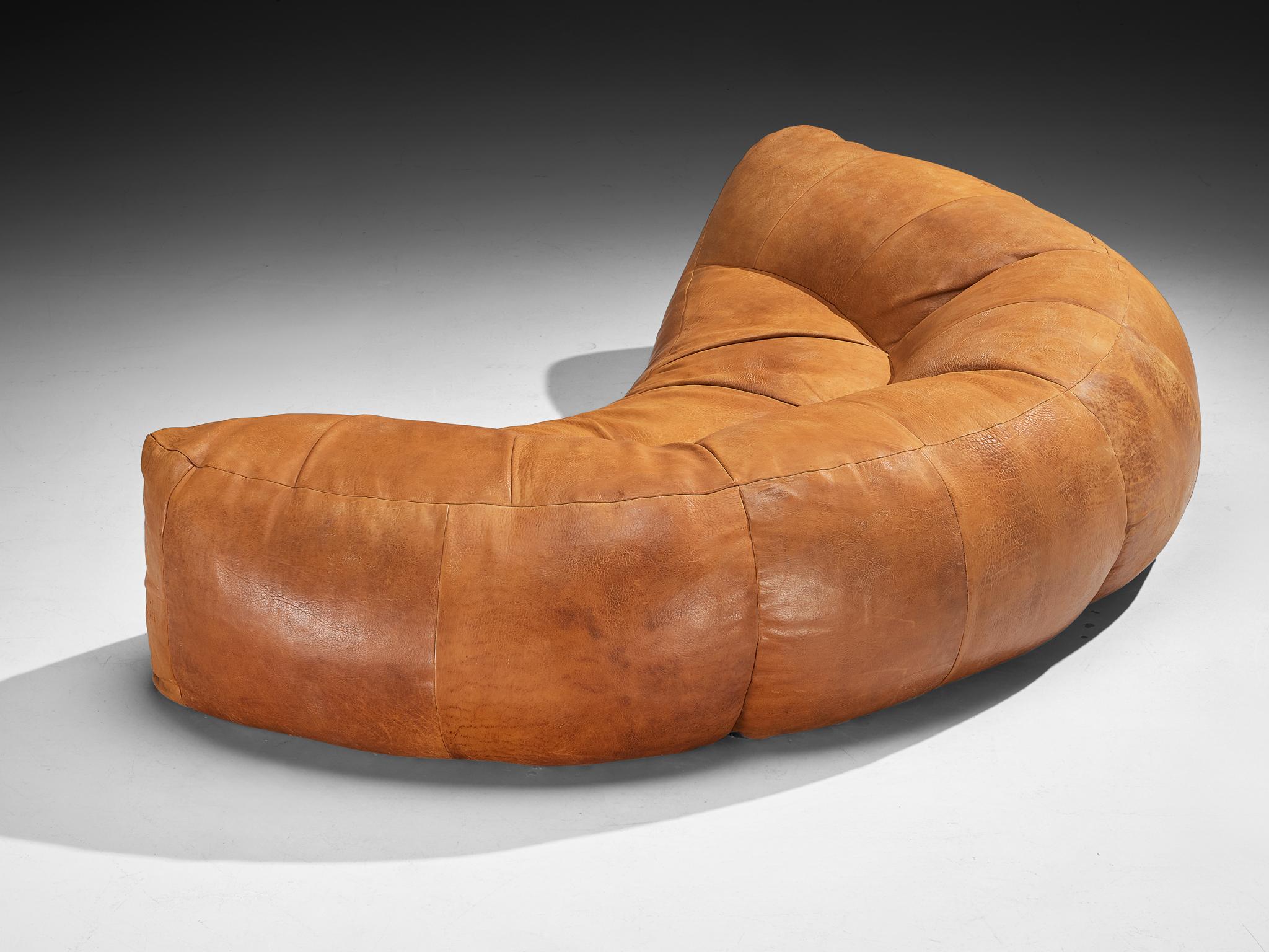Raphael Raffel for Honore Paris Large Croissant Sofa in Leather For Sale 3
