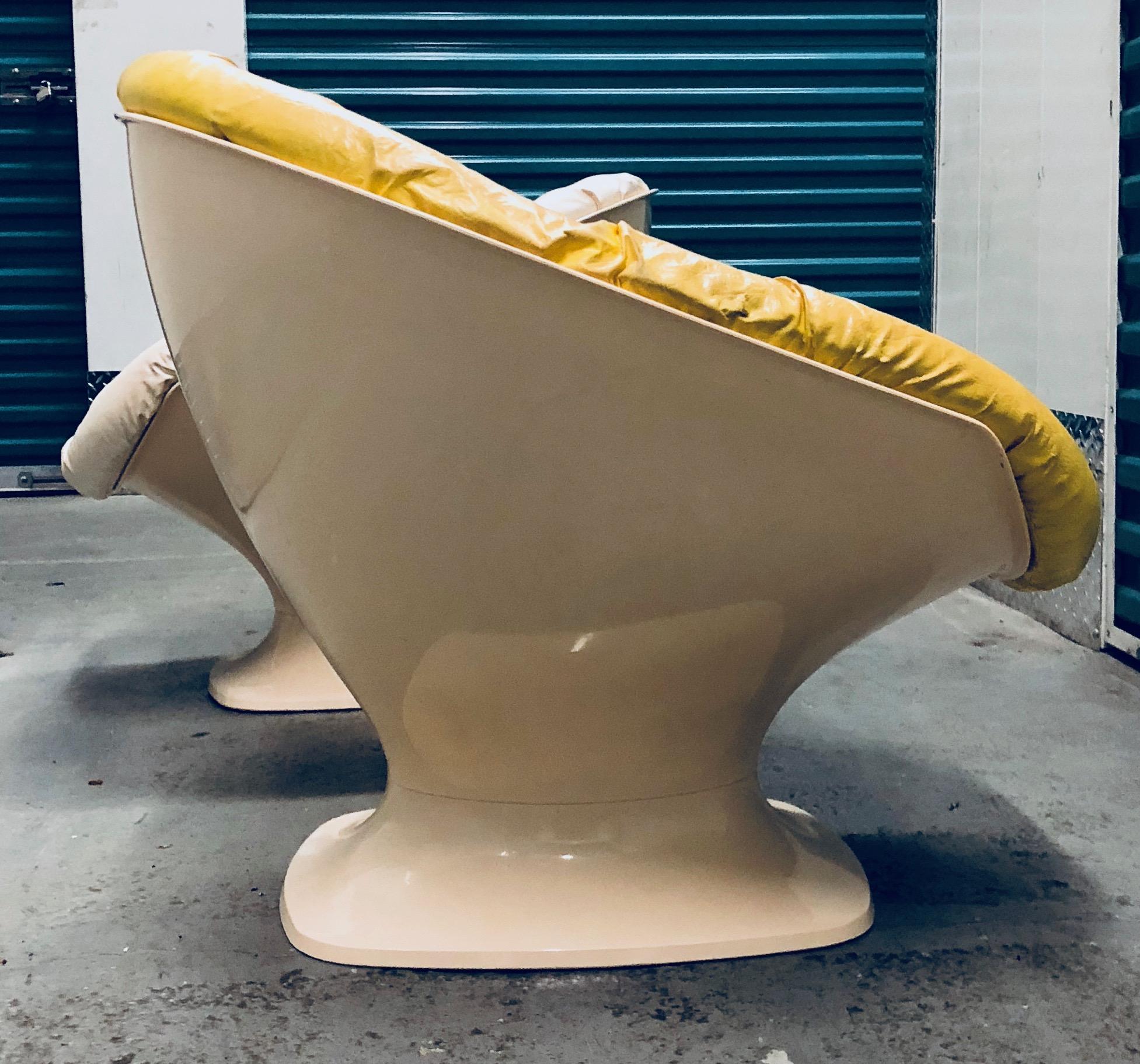 Raphaël Raffel French Mid-Century Modern Fiberglass Leatherette Club ...