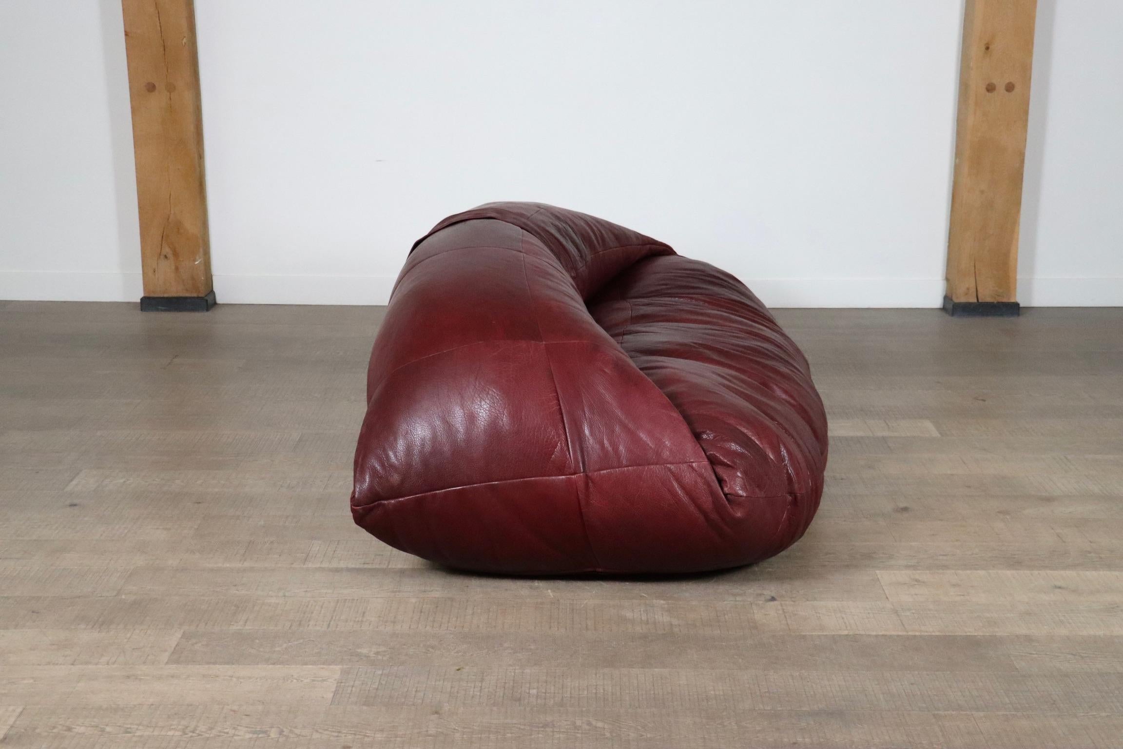 Raphael Raffel Leather Lounge Sofa Honore Paris 1970s 7
