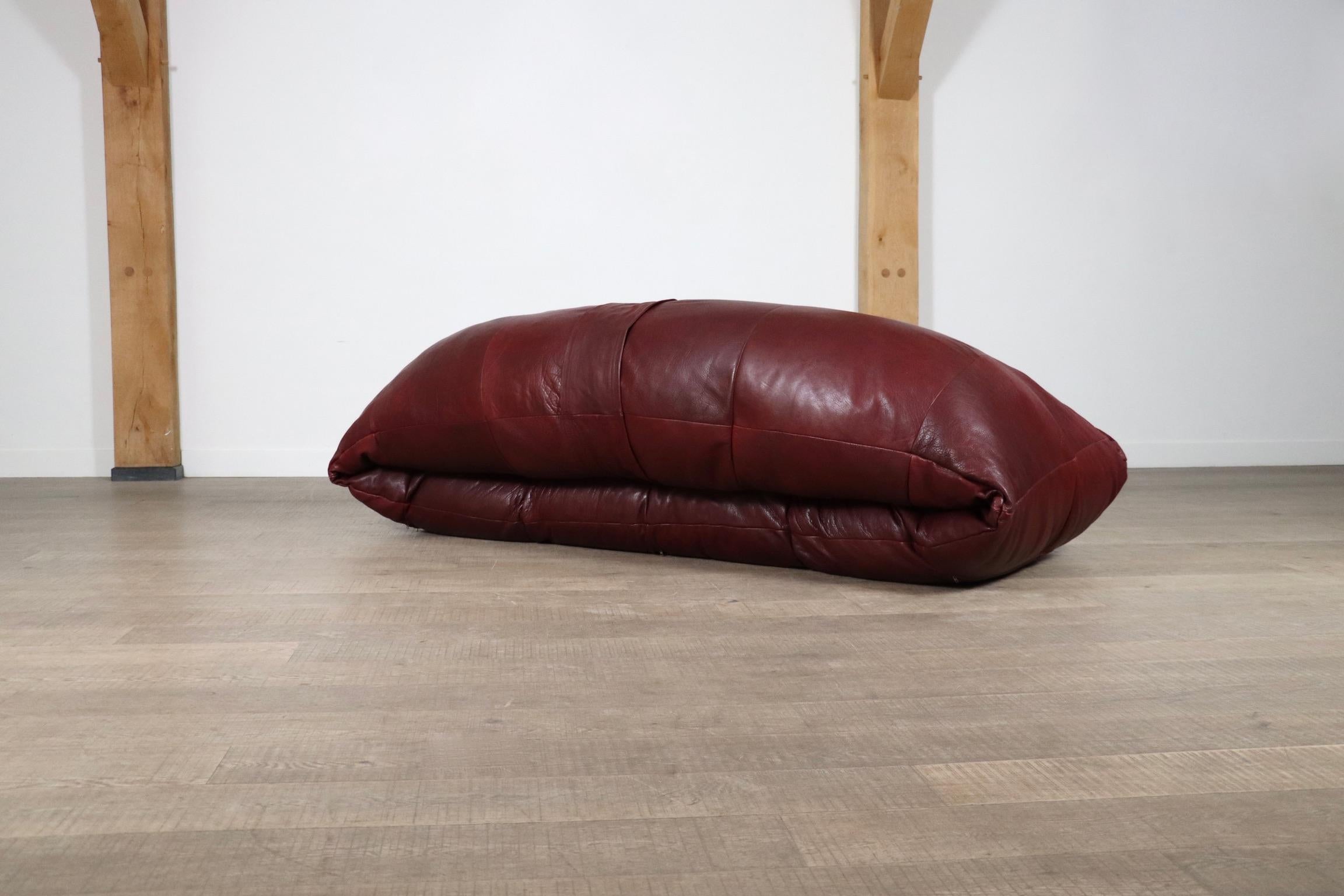 Raphael Raffel Leather Lounge Sofa Honore Paris 1970s 8