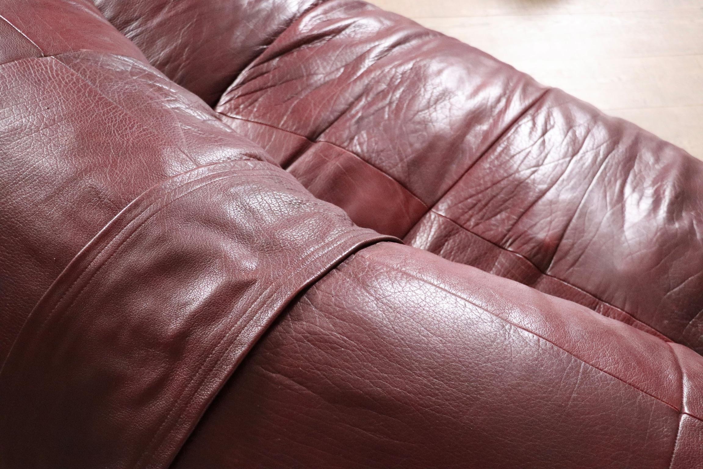 Raphael Raffel Leather Lounge Sofa Honore Paris 1970s 10