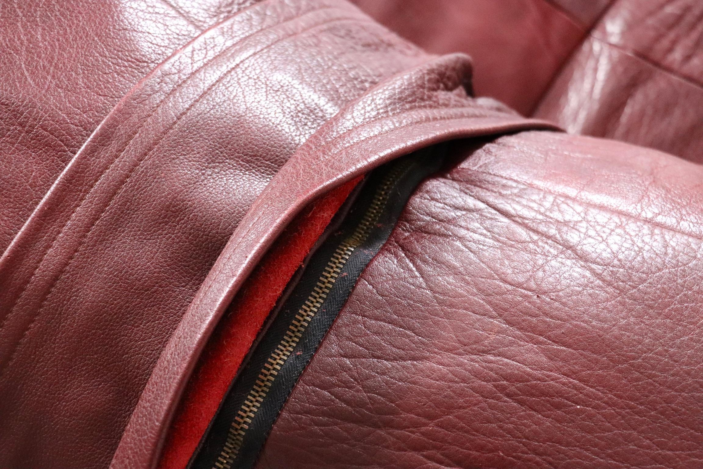 Raphael Raffel Leather Lounge Sofa Honore Paris 1970s 13
