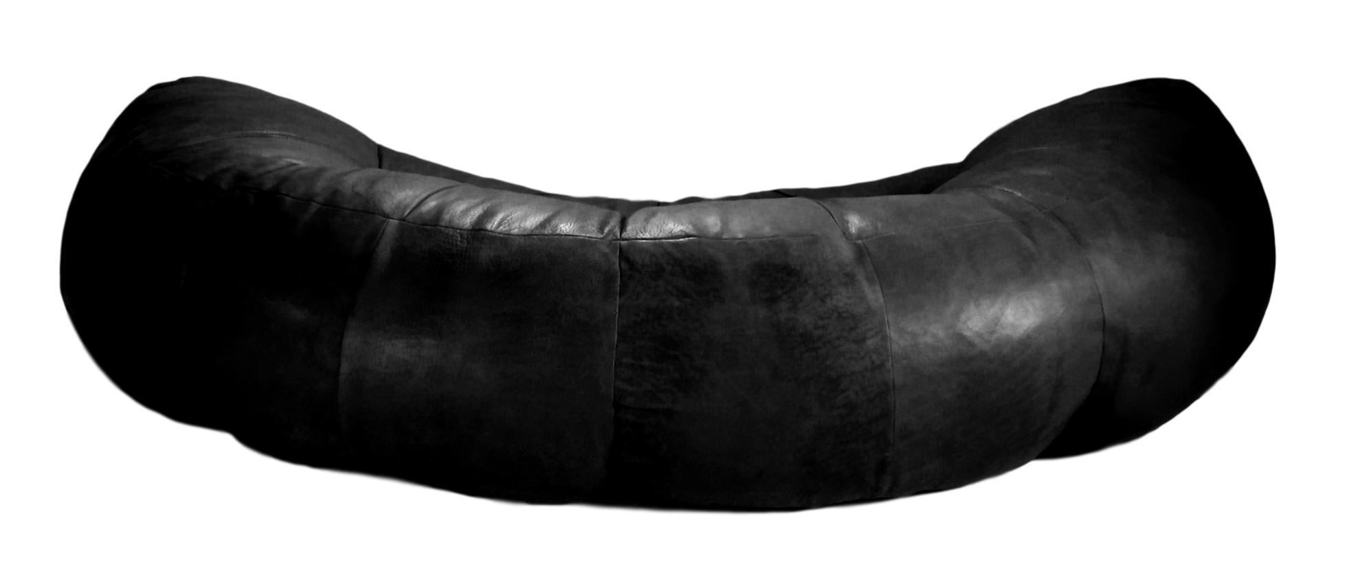 French Raphael Raffel Leather Sofa