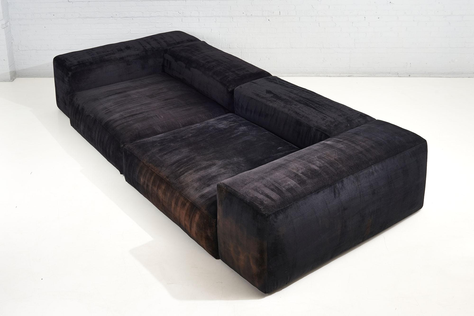 Mid-Century Modern Raphael Raffel Monumental Black Sofa, 1980