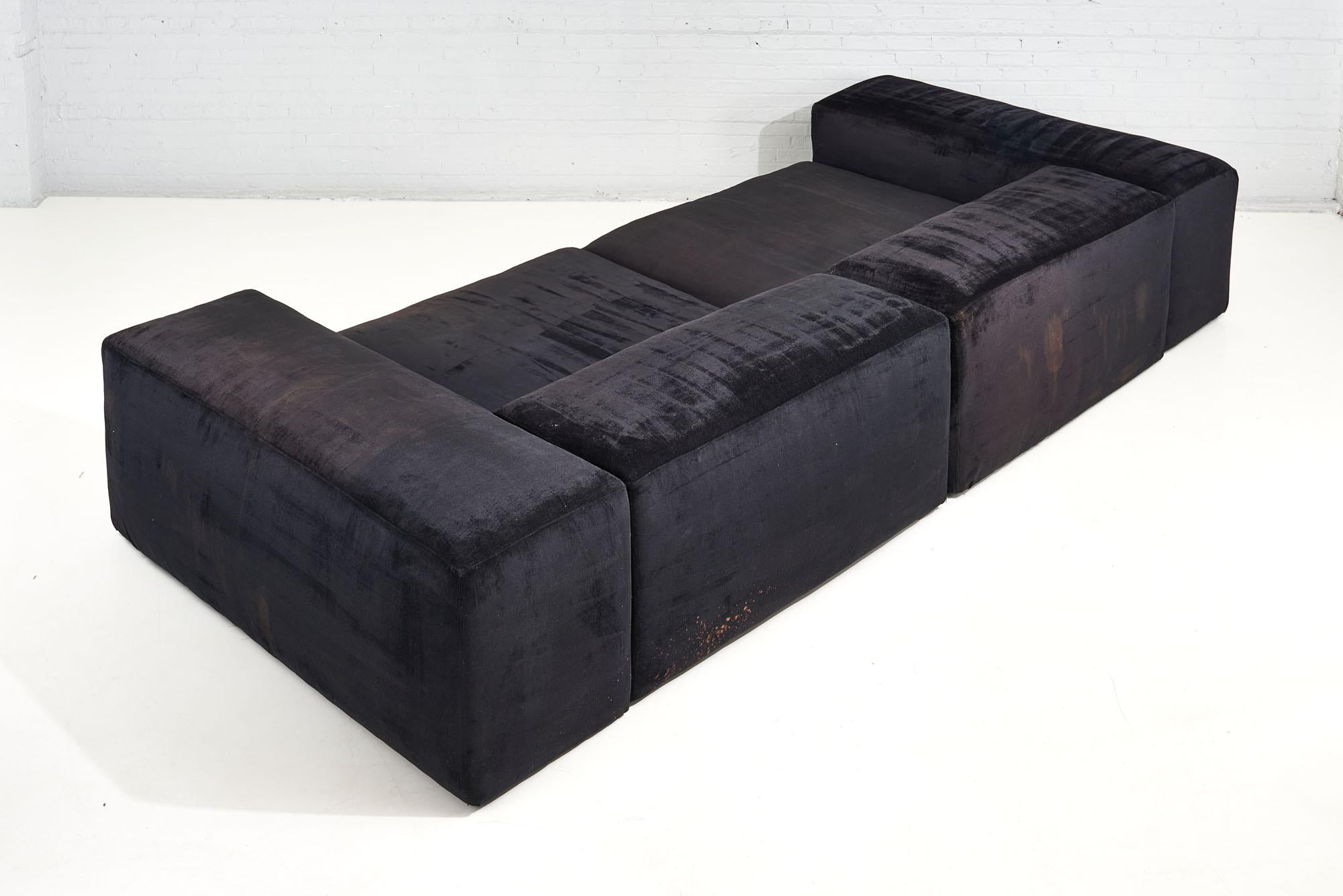 American Raphael Raffel Monumental Black Sofa, 1980