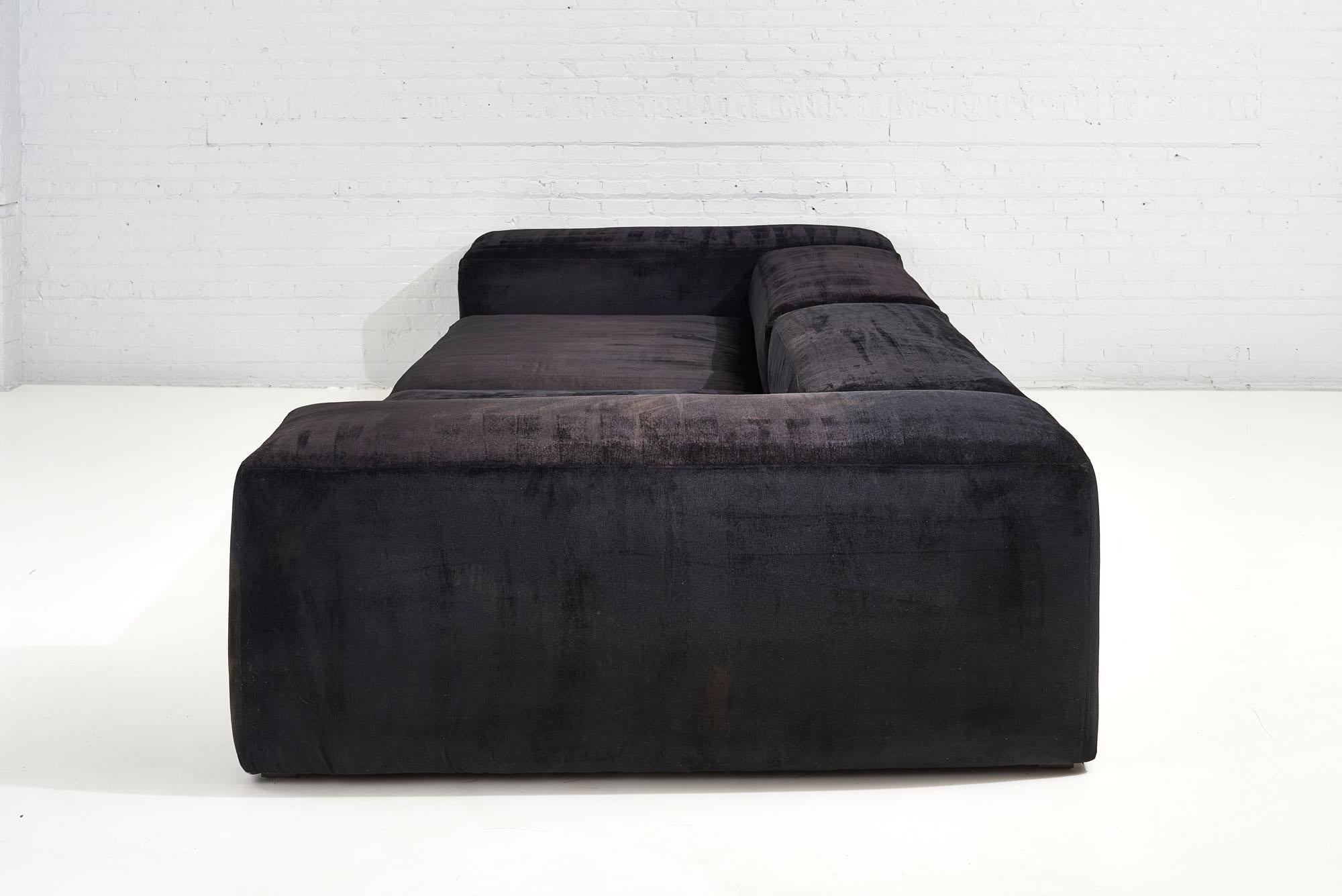 American Raphael Raffel Monumental Black Sofa, 1980