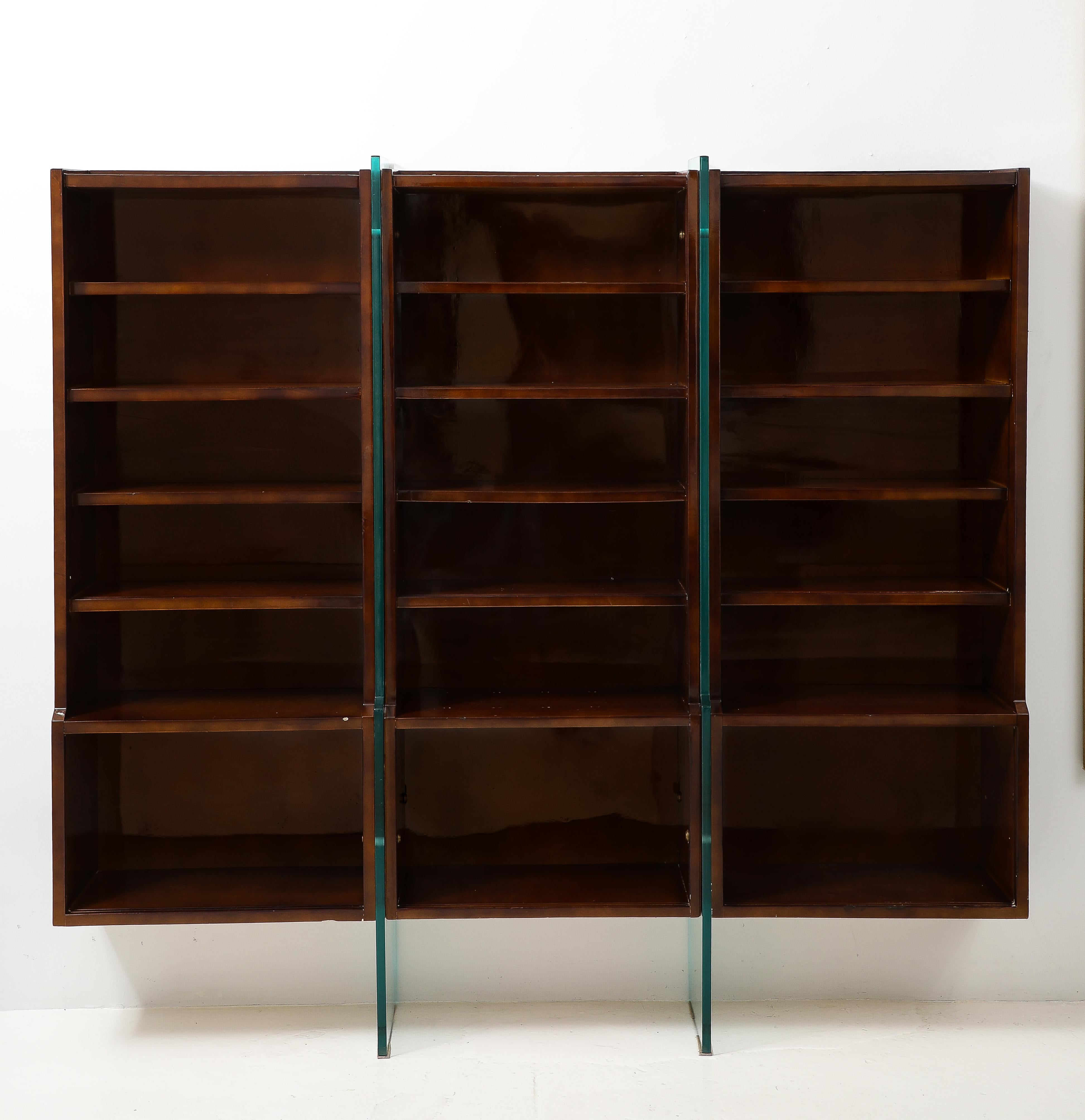Raphael Raphel Bookcase in Lacquered Wood & Glass, France 1950's For Sale 3