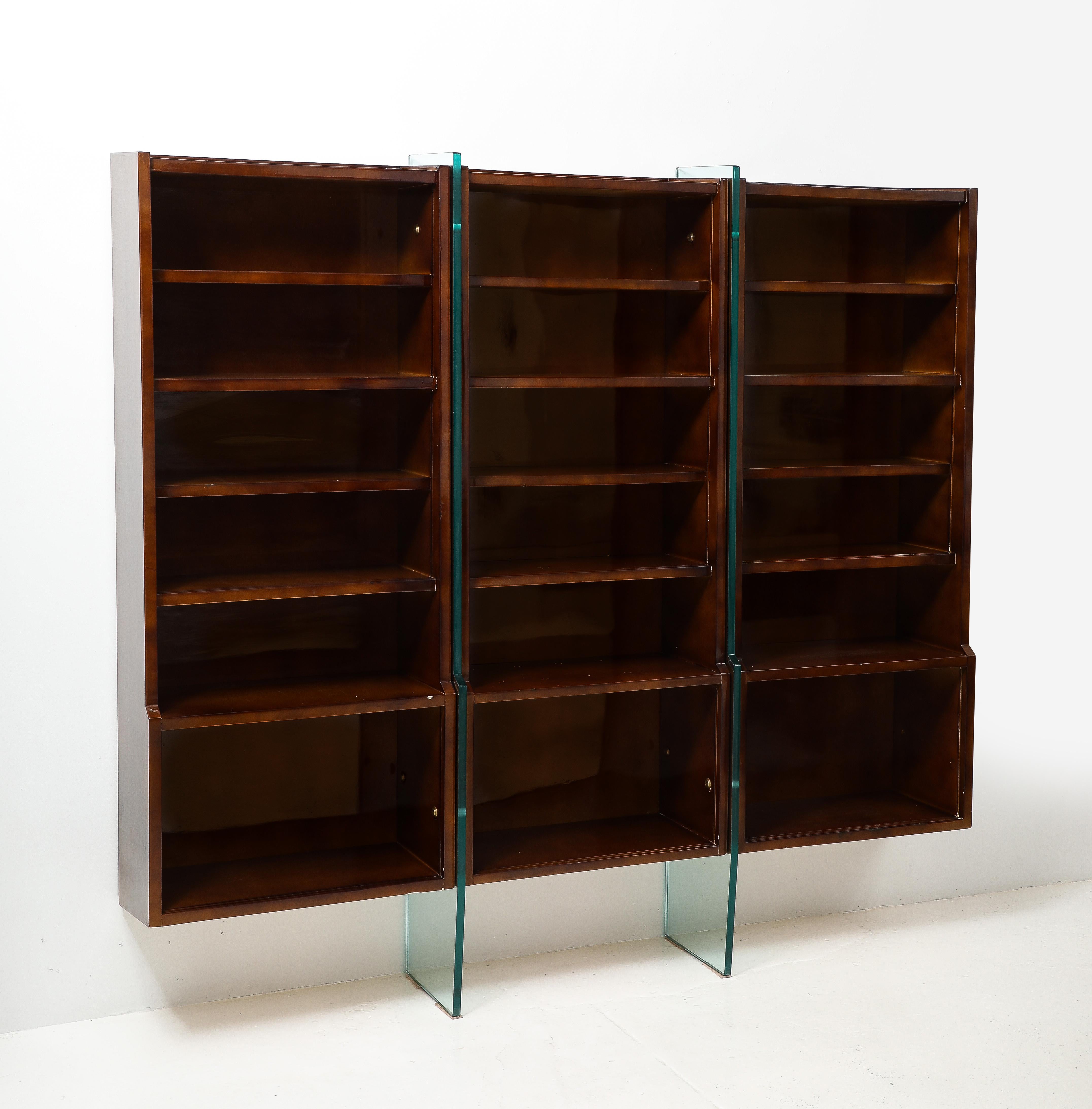 Raphael Raphel Bookcase in Lacquered Wood & Glass, France 1950's For Sale 4