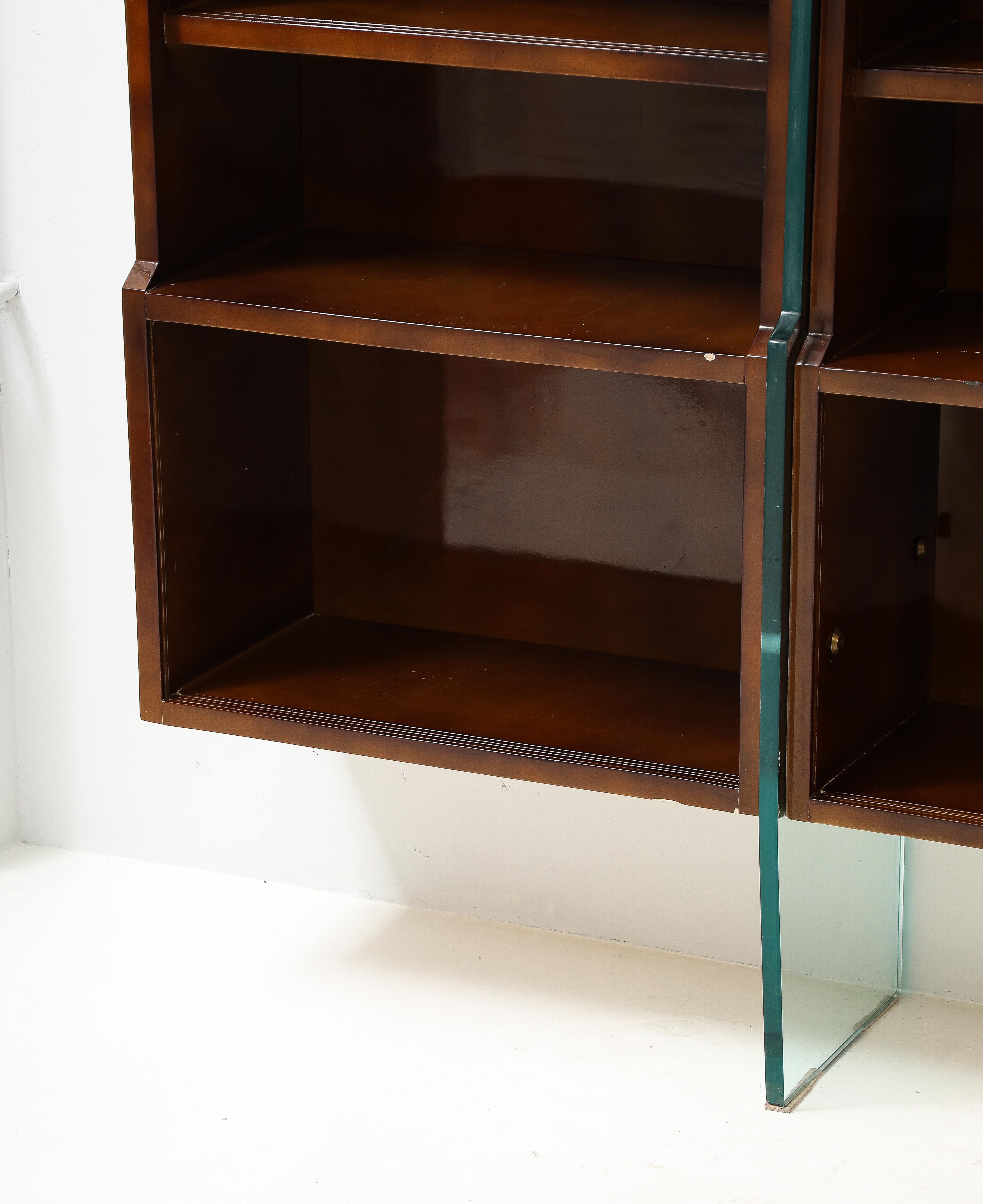 Raphael Raphel Bookcase in Lacquered Wood & Glass, France 1950's For Sale 5