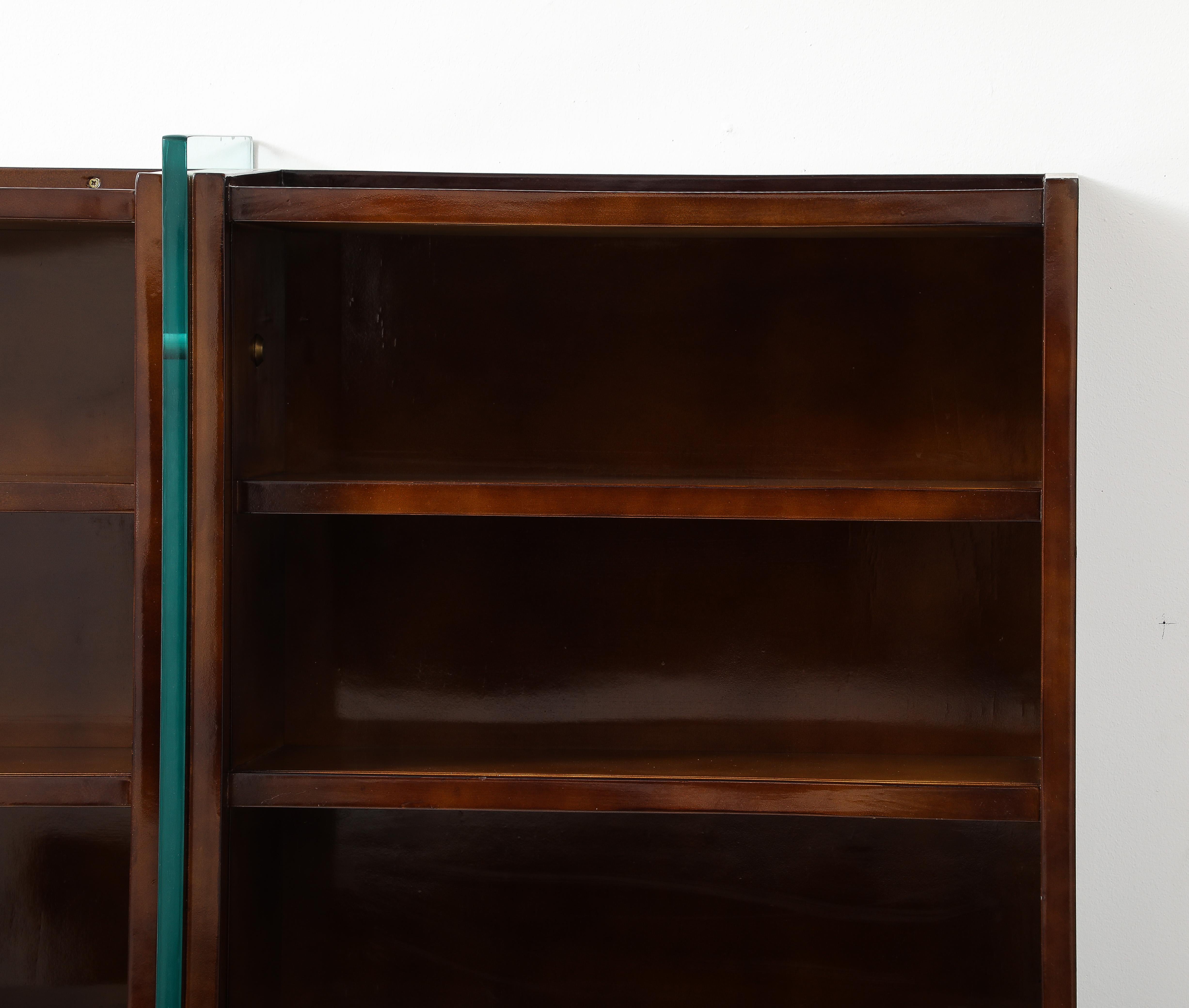 Raphael Raphel Bookcase in Lacquered Wood & Glass, France 1950's In Good Condition For Sale In New York, NY