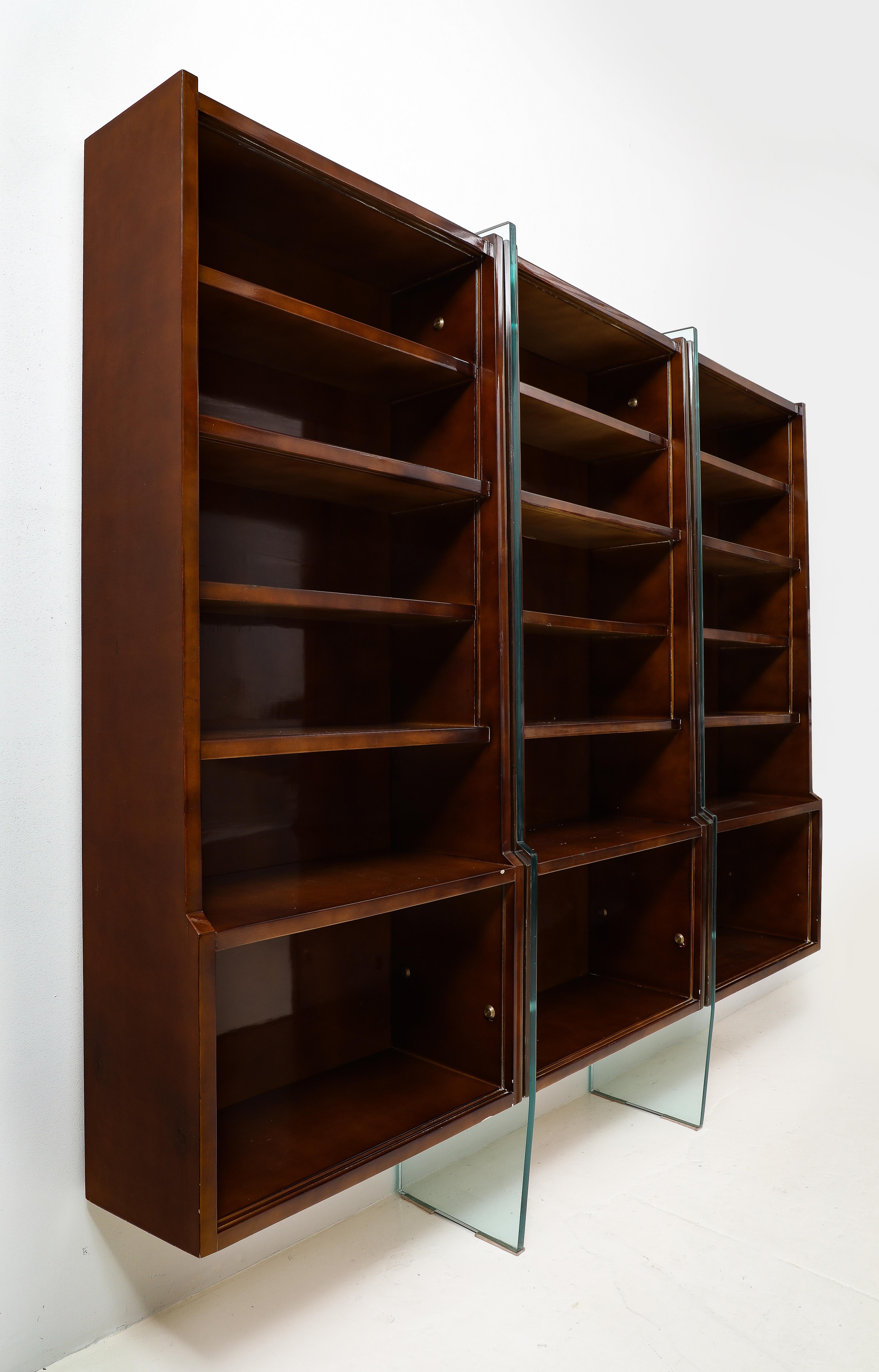 Raphael Raphel Bookcase in Lacquered Wood & Glass, France 1950's For Sale 2