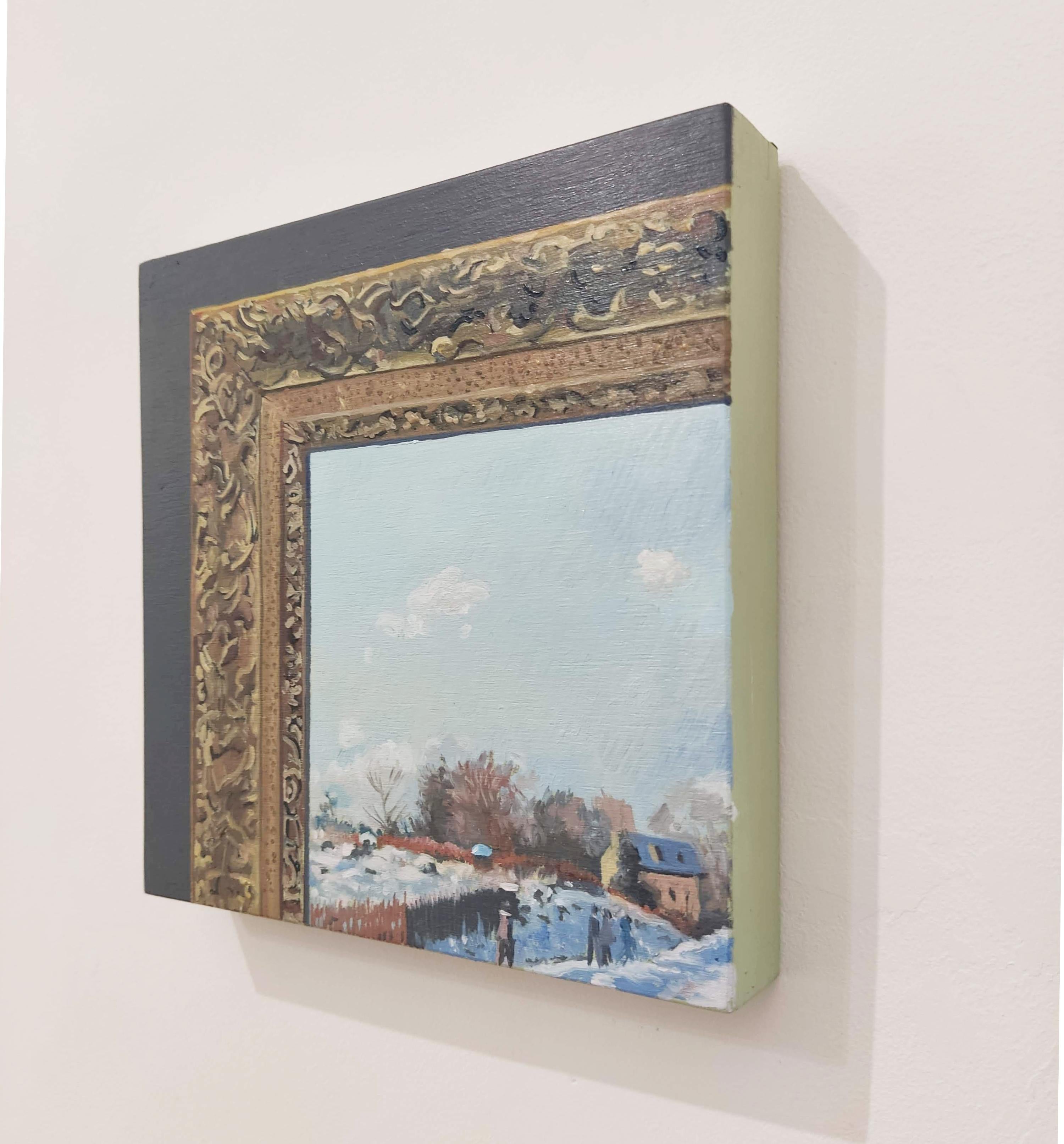 Corner of AS, peinture à l'huile originale, paysage - Gris Figurative Painting par Raphaël Renaud