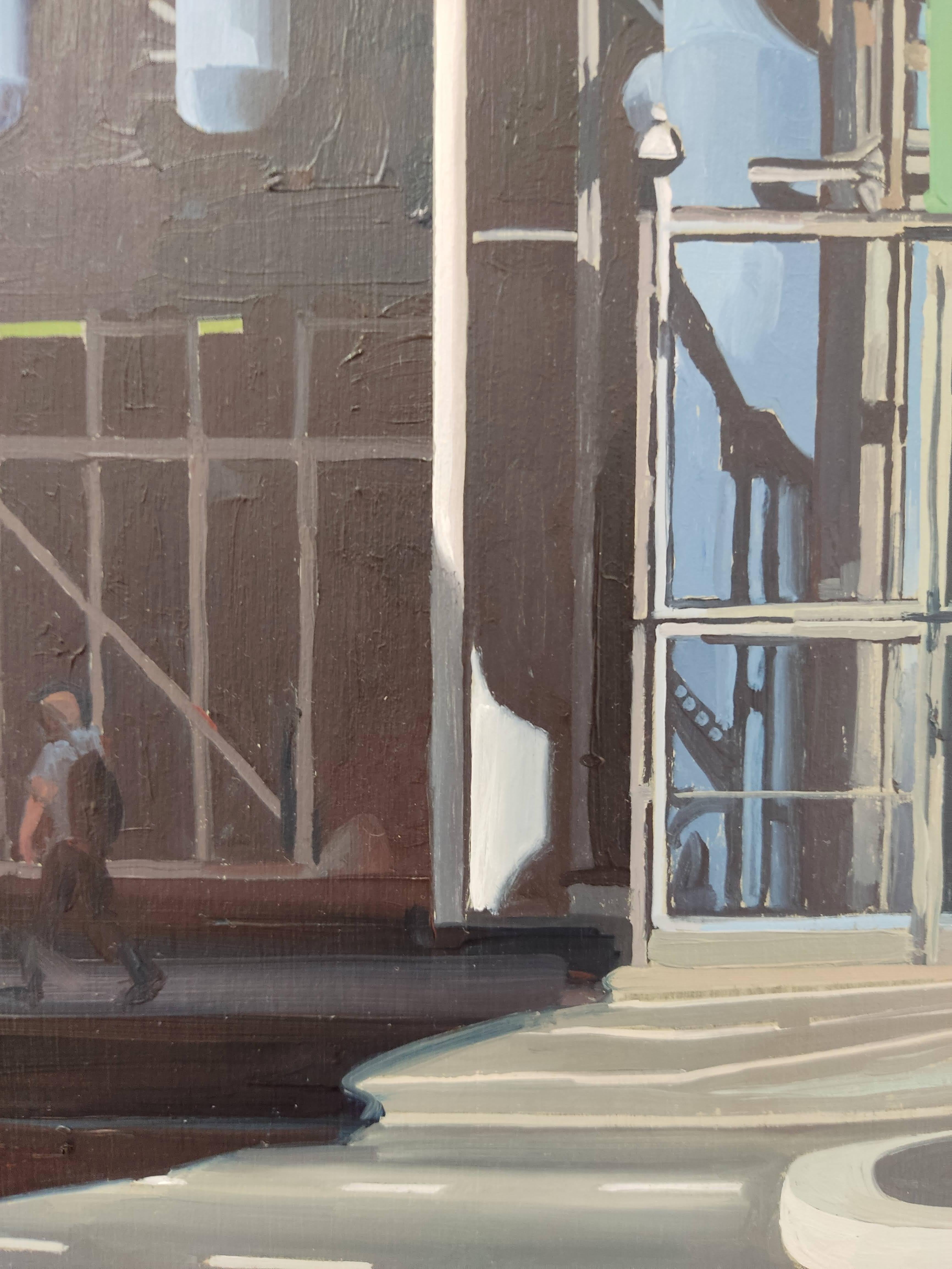 Rue du Renard, Pittura a olio originale, Parigi, Urban, Beaubourg - Painting Contemporaneo di Raphaël Renaud