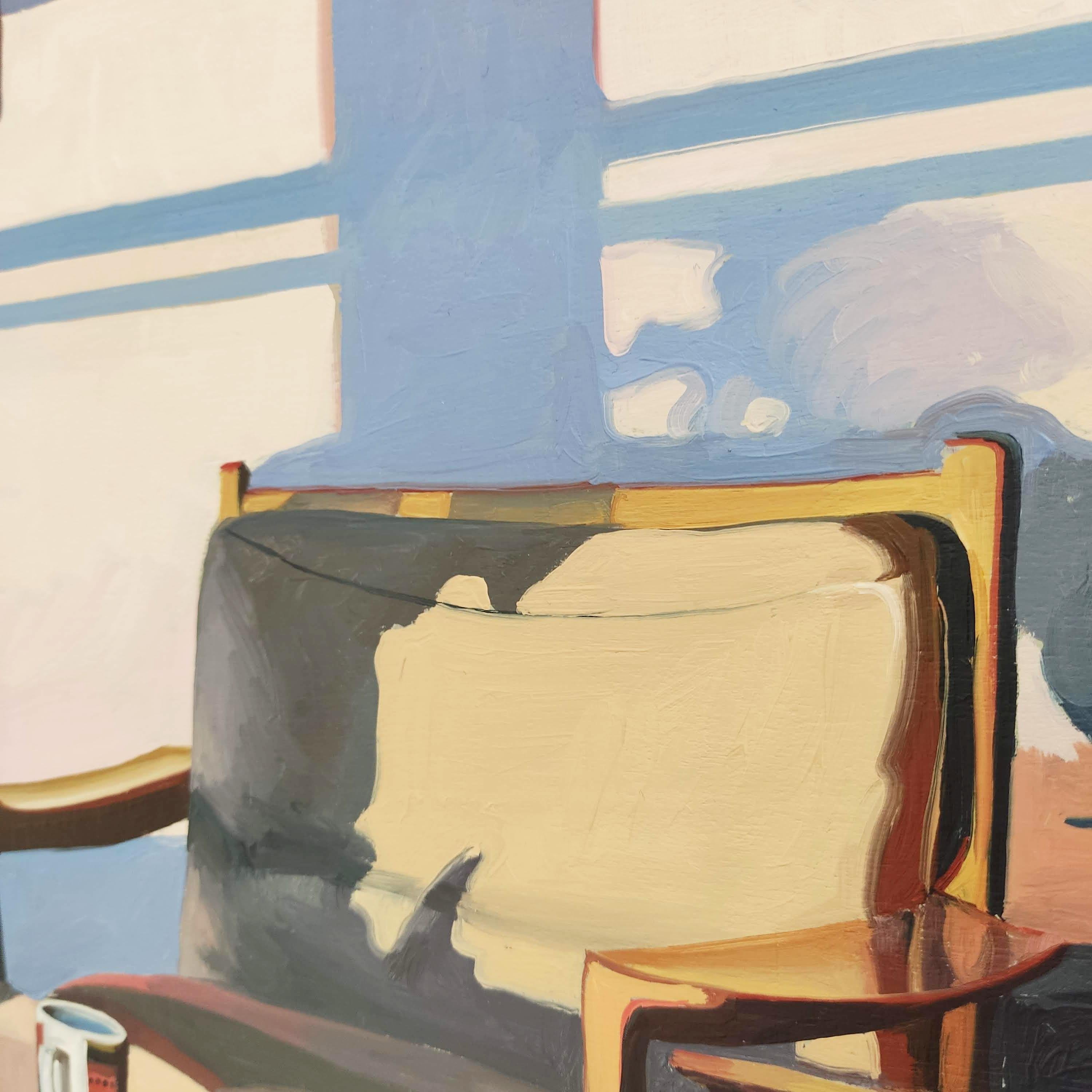 Das Wohnzimmer im Sommer – Original-Ölgemälde, Inneneinrichtung (Zeitgenössisch), Painting, von Raphaël Renaud