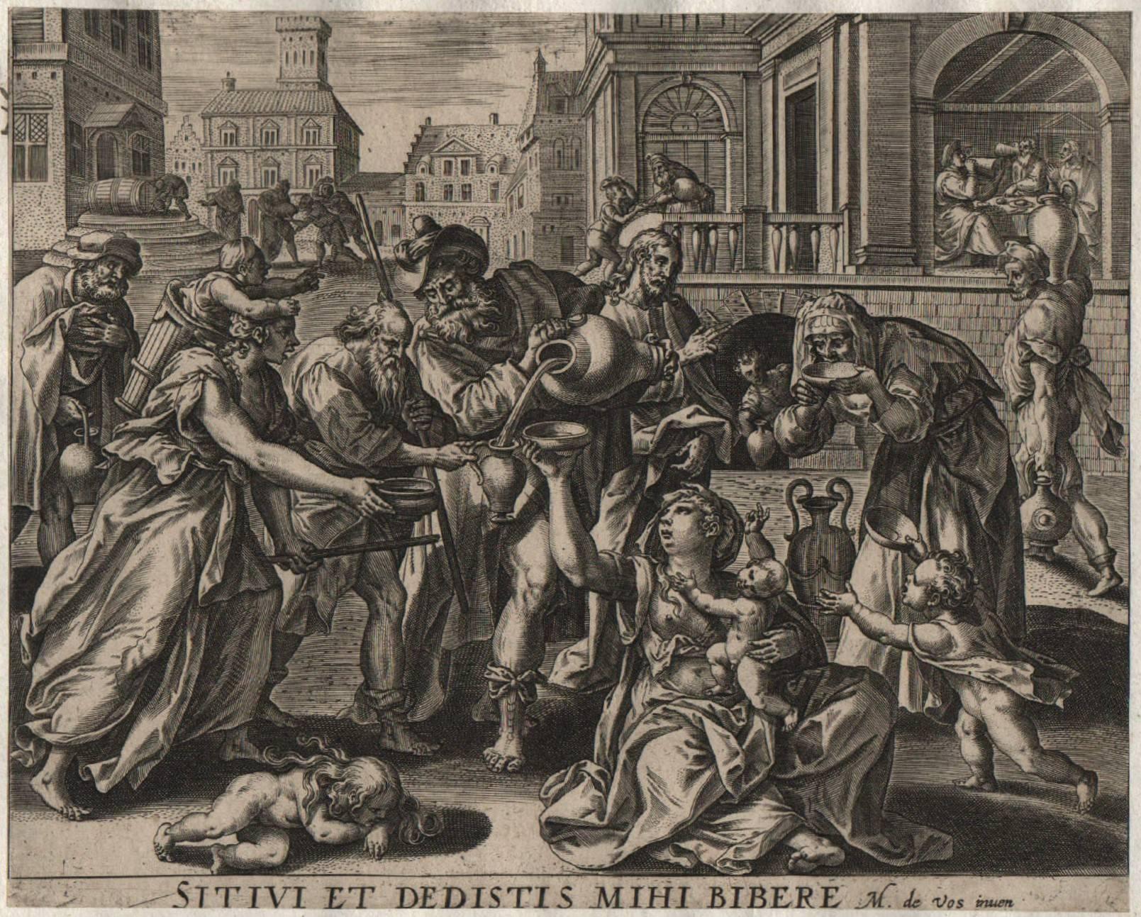 Set aus 8 Tafeln mit Gravuren alter Meister, Mercies of Christ, 1580-1585 (Niederländische Renaissance), Print, von Raphael Sadeler the Elder