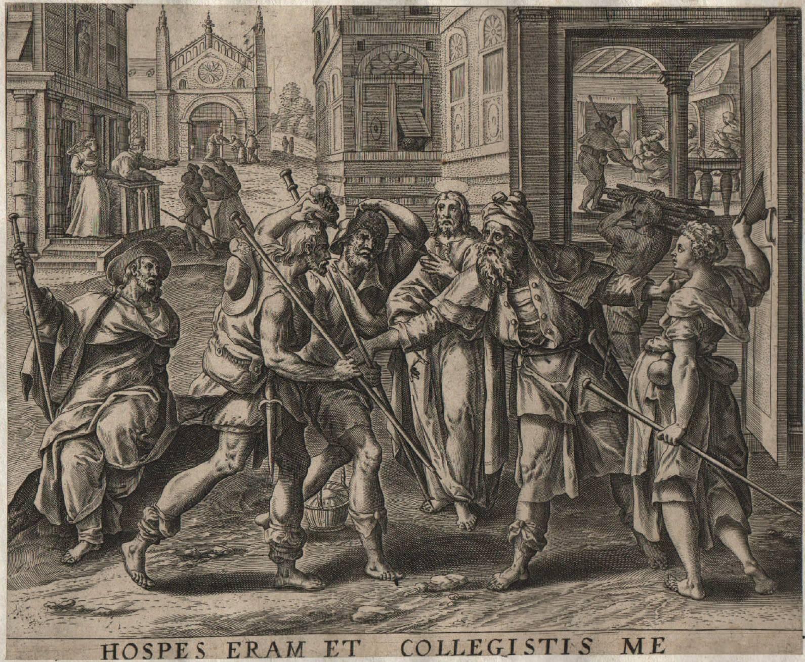 Set aus 8 Tafeln mit Gravuren alter Meister, Mercies of Christ, 1580-1585 (Grau), Figurative Print, von Raphael Sadeler the Elder