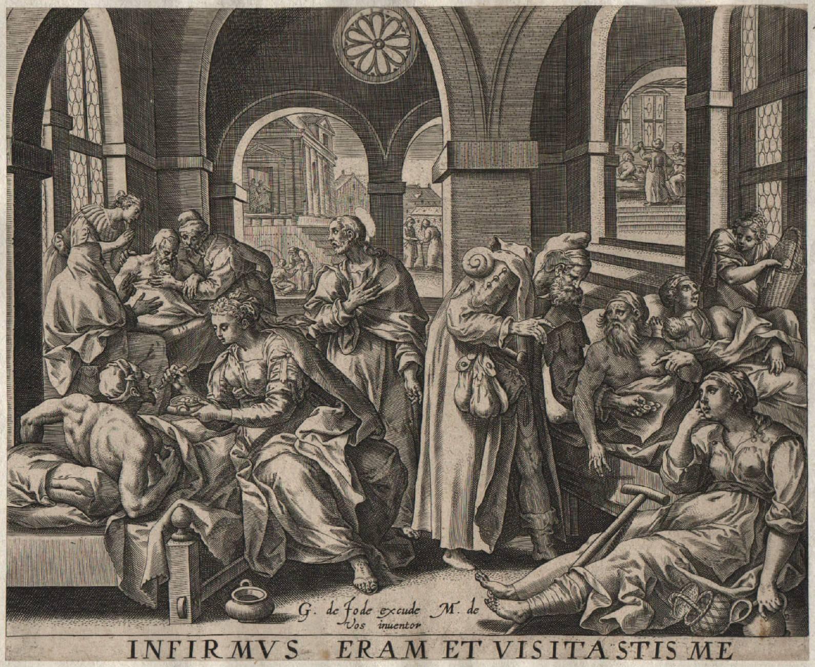 Set aus 8 Tafeln mit Gravuren alter Meister, Mercies of Christ, 1580-1585 im Angebot 1