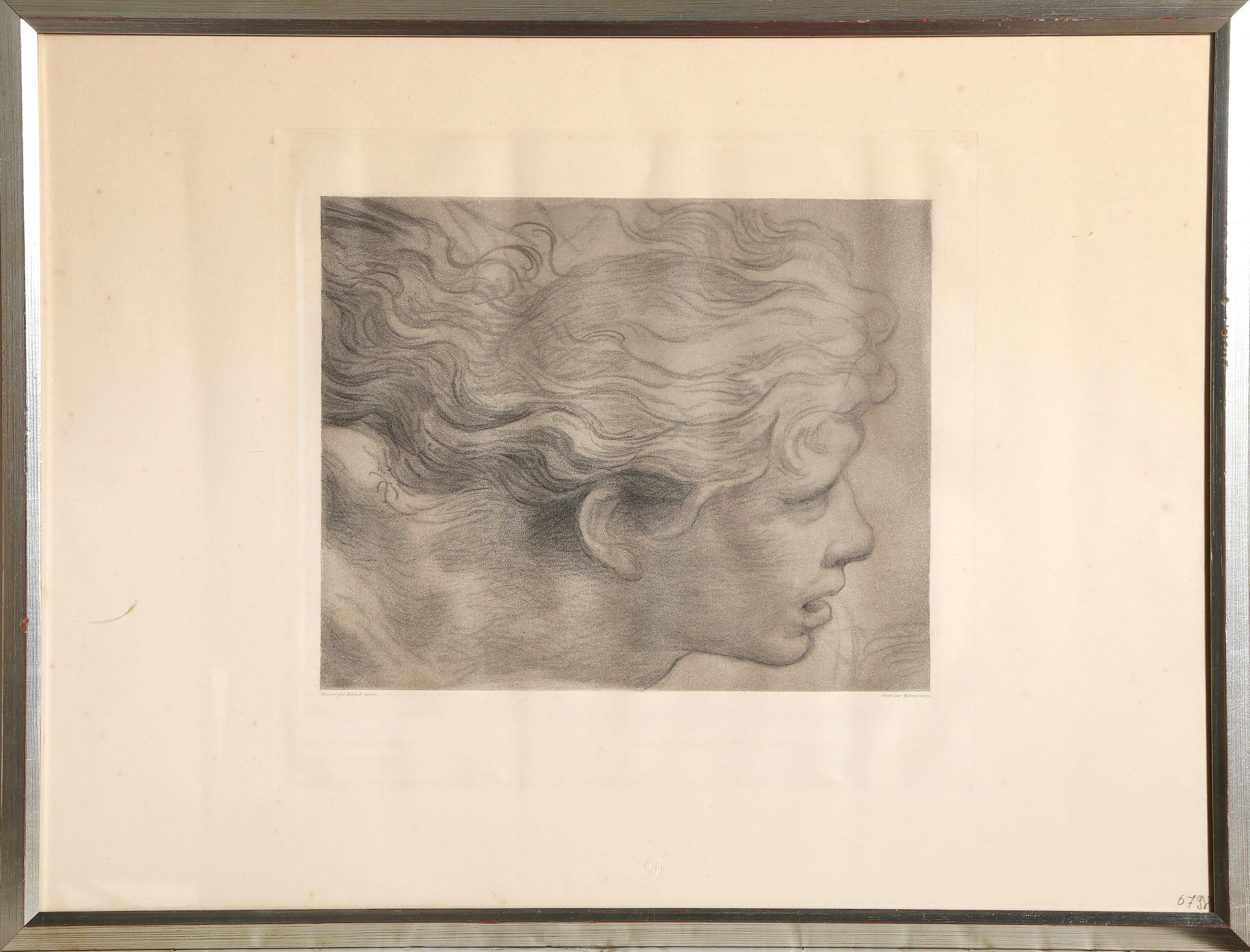 Raphael Sanzio da Urbino, D'après Alphonse LeRoy, Italien (1483 - 1520) - Héliodore, Médium :  Gravure, Taille de l'image :  10.75 x 13.25 pouces, Taille :  19 x 25.5 in. (48.26 x 64.77 cm), Taille du cadre :  20.75 x 27 pouces, Imprimante : 
