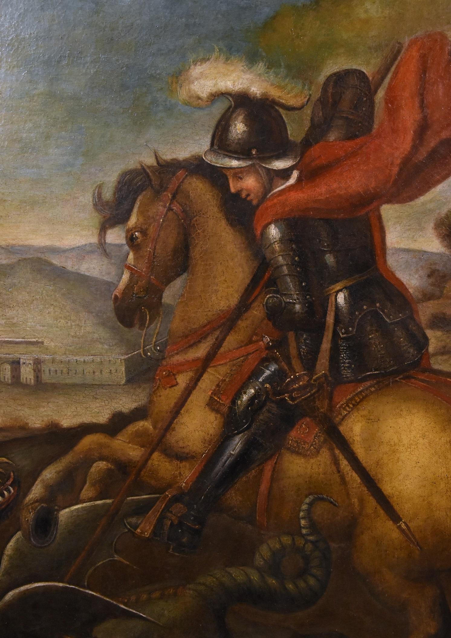 St. George Drache Raphael Sanzio Gemälde Öl auf Leinwand 17./18. Jahrhundert Alter Meister im Angebot 12