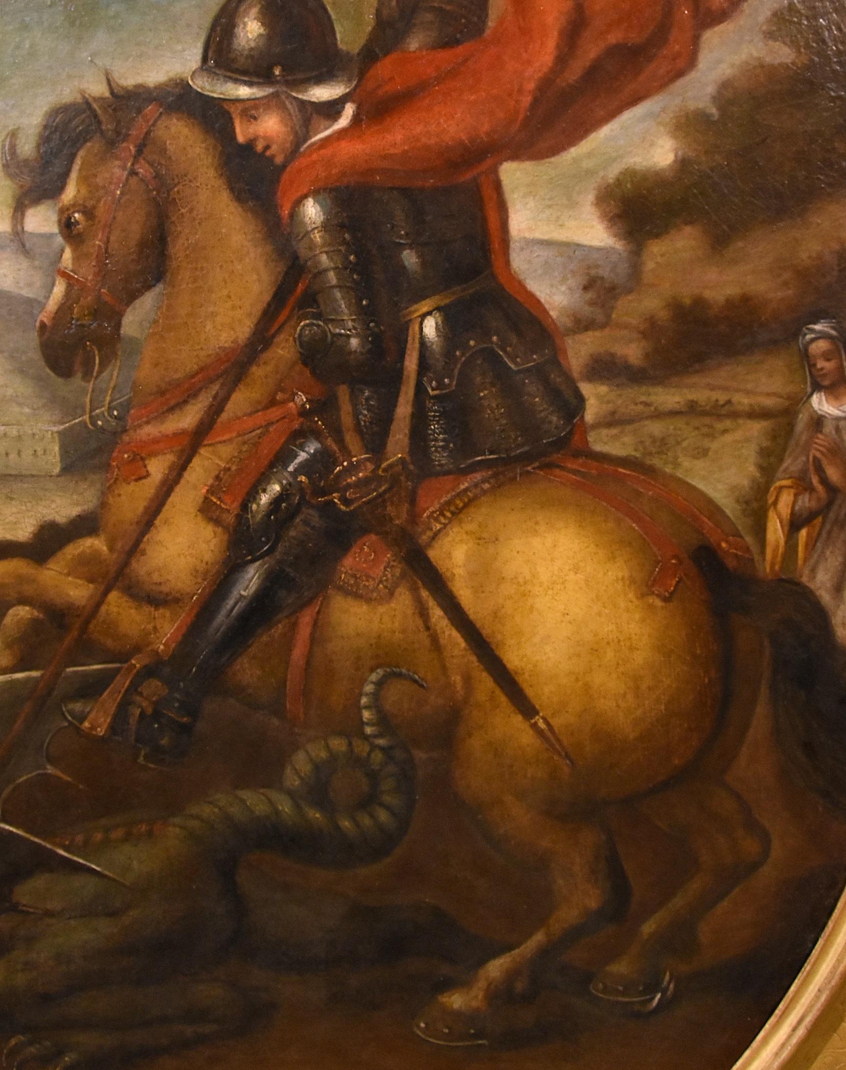 St. George Drache Raphael Sanzio Gemälde Öl auf Leinwand 17./18. Jahrhundert Alter Meister im Angebot 13