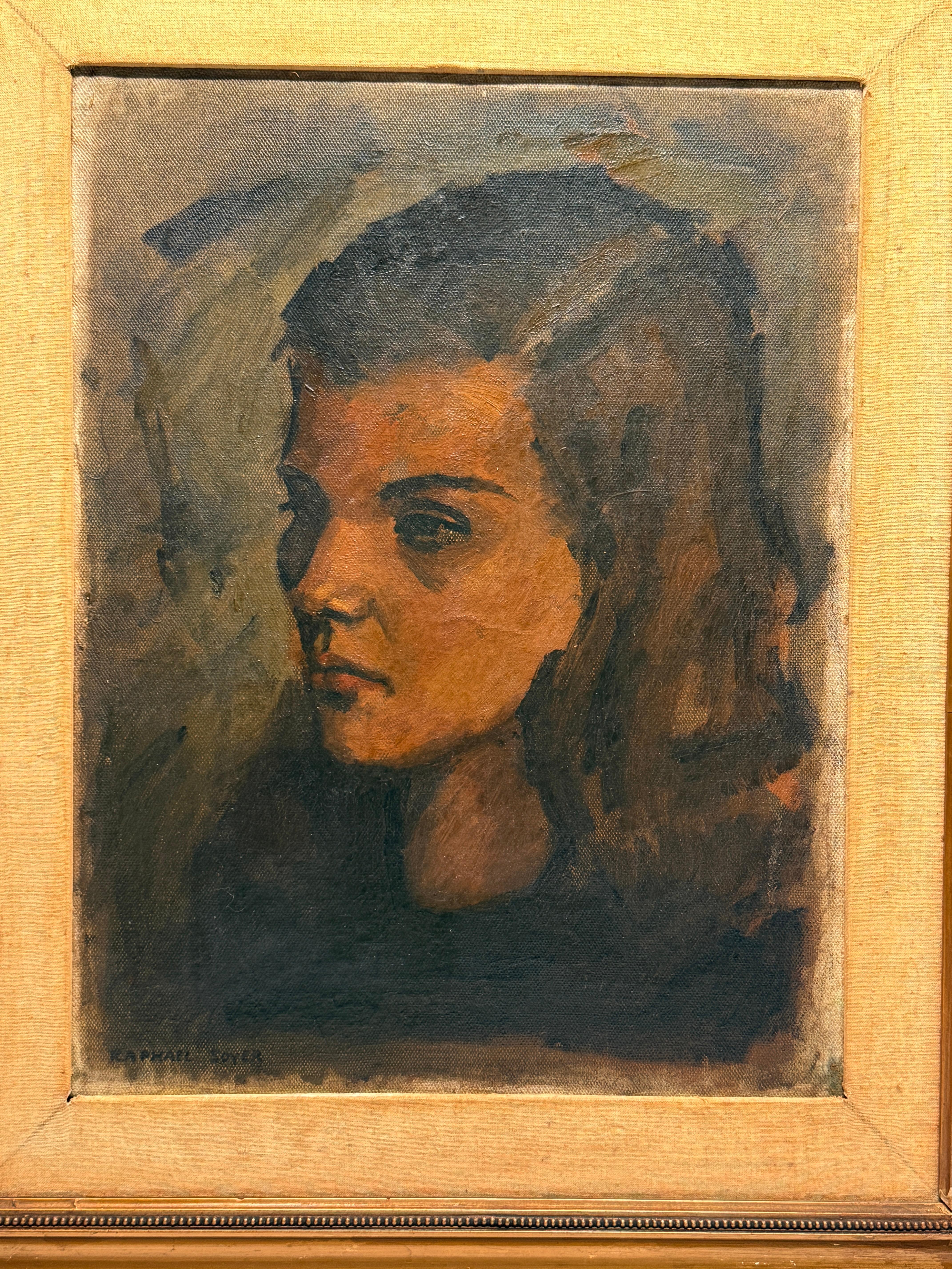 Raphael Soyer (americano, 1899-1987)
Ritratto di una giovane donna, anni '40 circa
Olio su tela - Firmato in basso a sinistra 