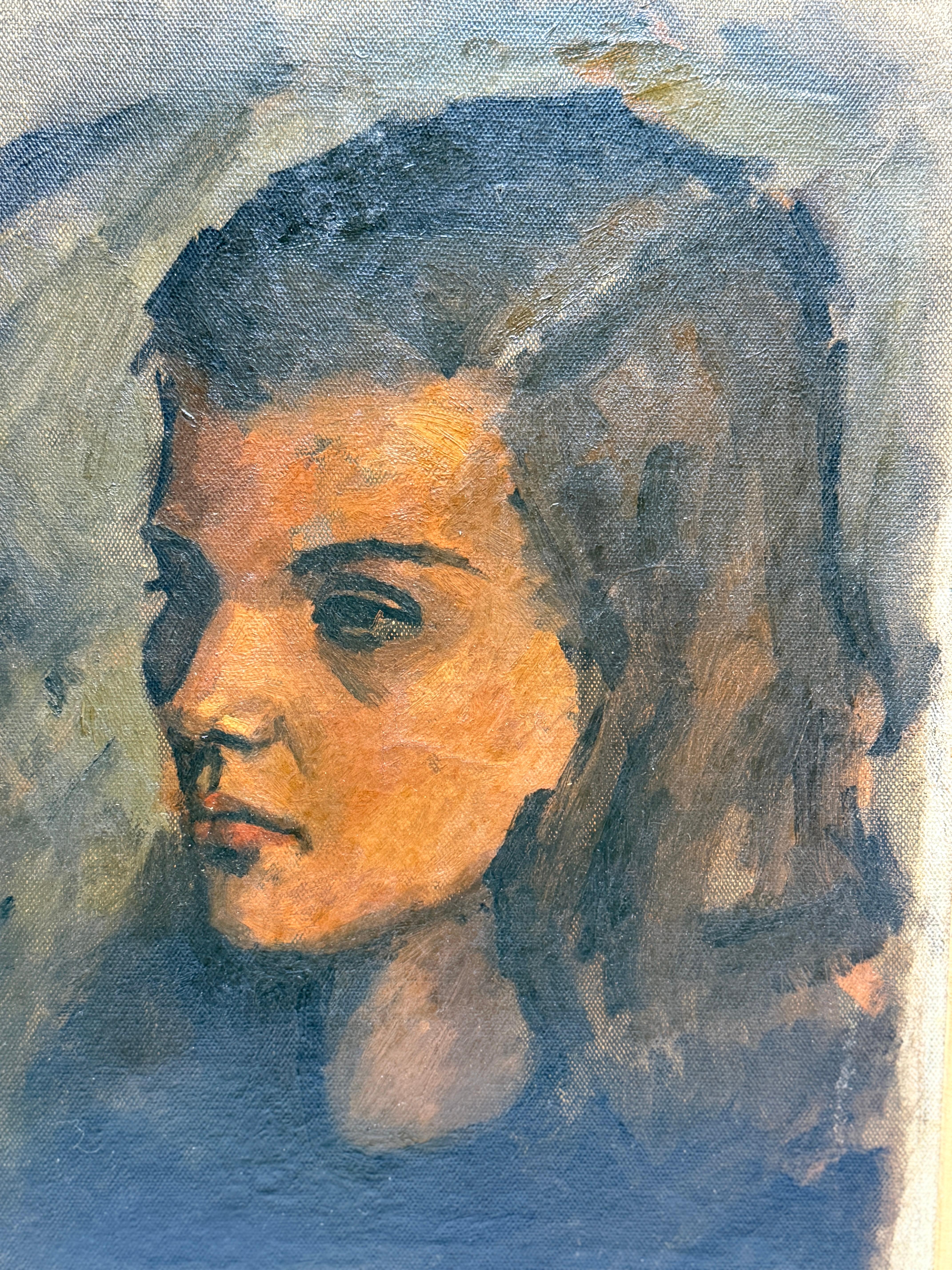 Raphael Soyer (americano, 1899-1987) Ritratto di giovane donna, anni '40 circa In condizioni buone in vendita a Atlanta, GA