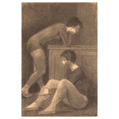 Raphael Soyer Dancers Signed Vintage Modern Figurative Lithograph on Paper 1954