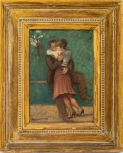 Couple Embracing in an Interior Scene