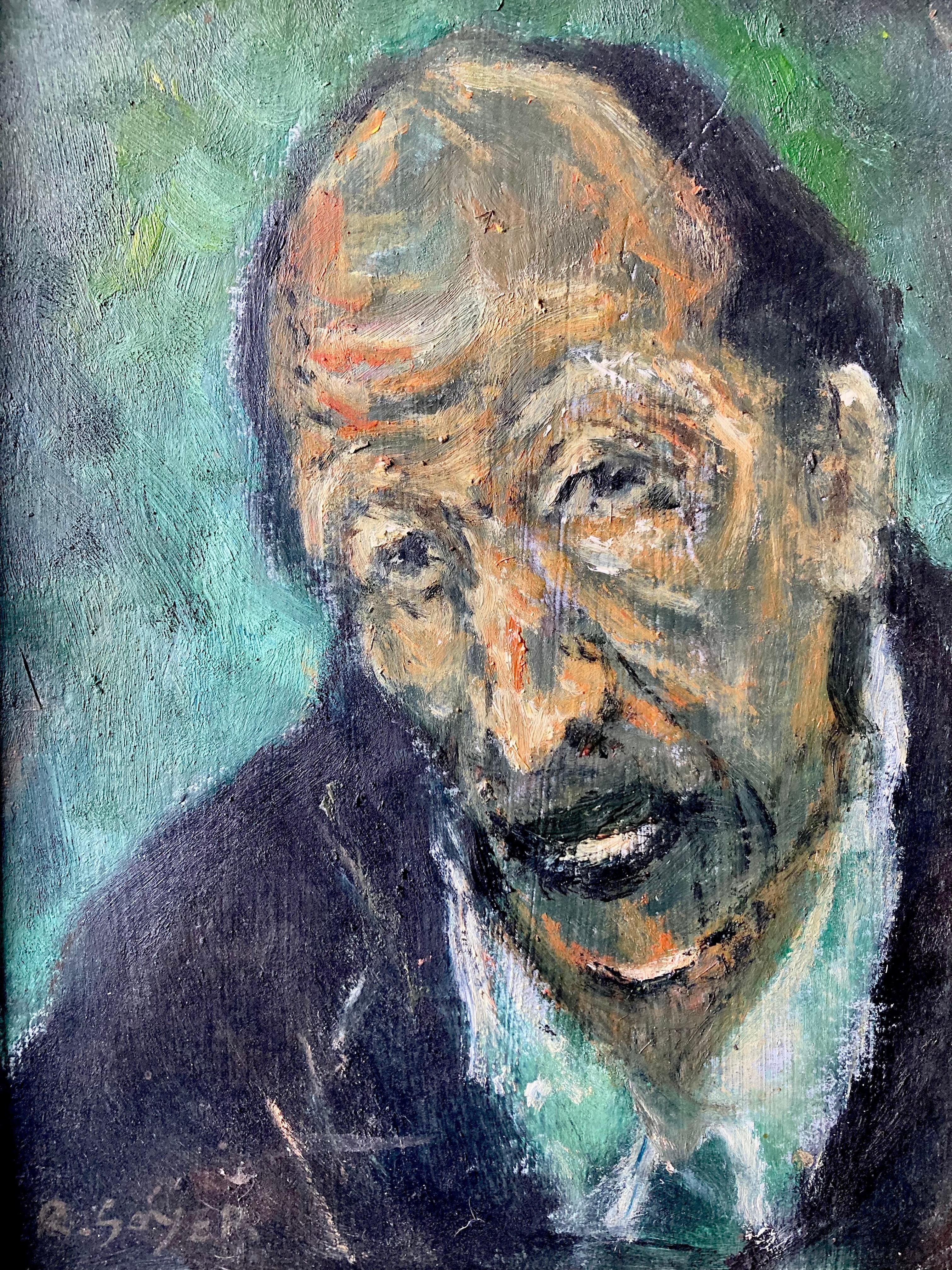 old man with green paint