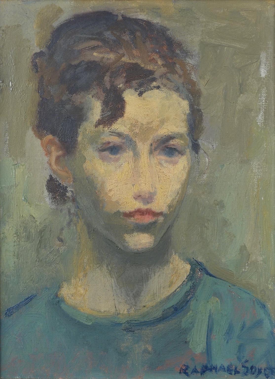 Portrait of a Young Woman - Painting by Raphael Soyer