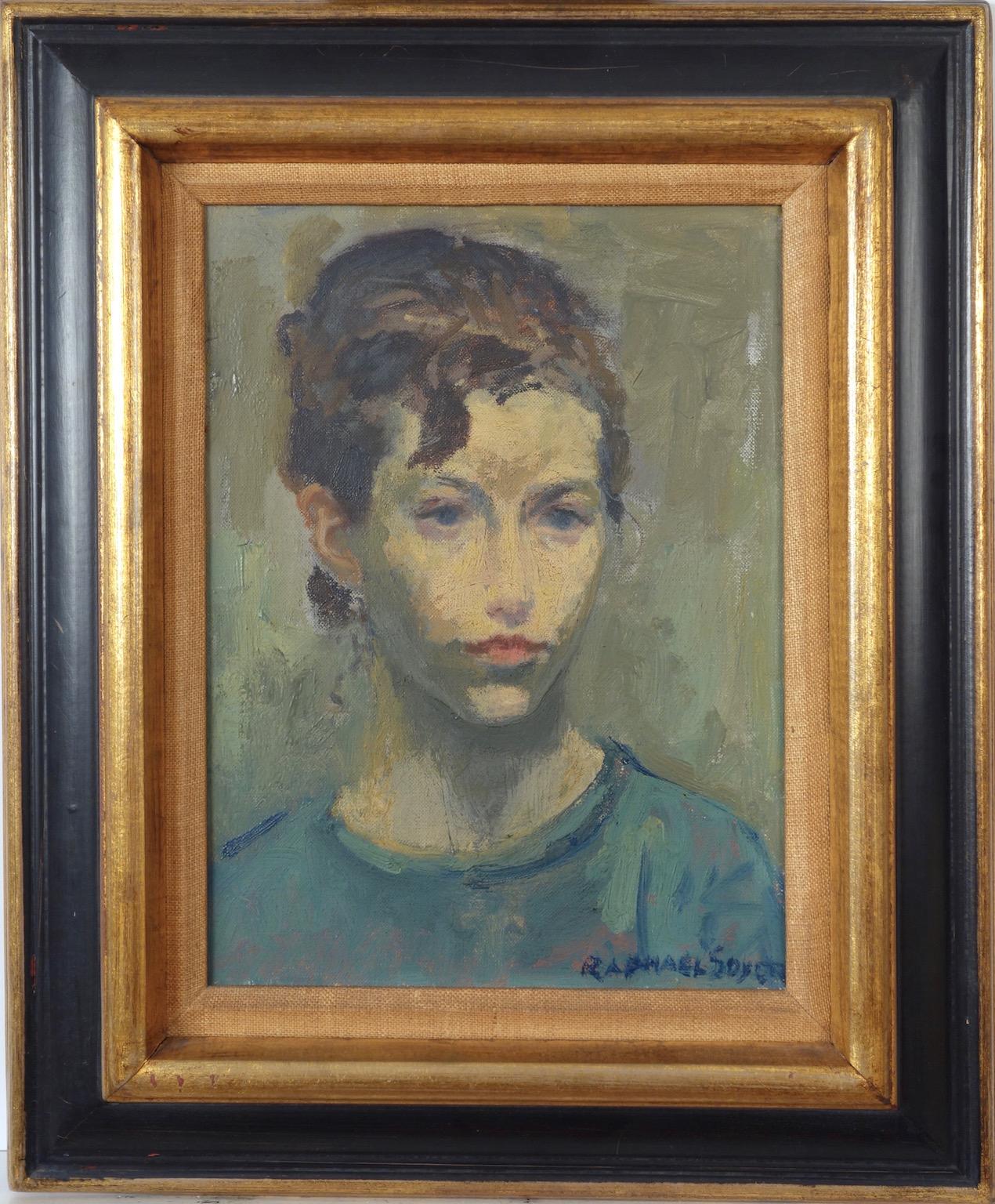 Raphael Soyer Figurative Painting - Portrait of a Young Woman
