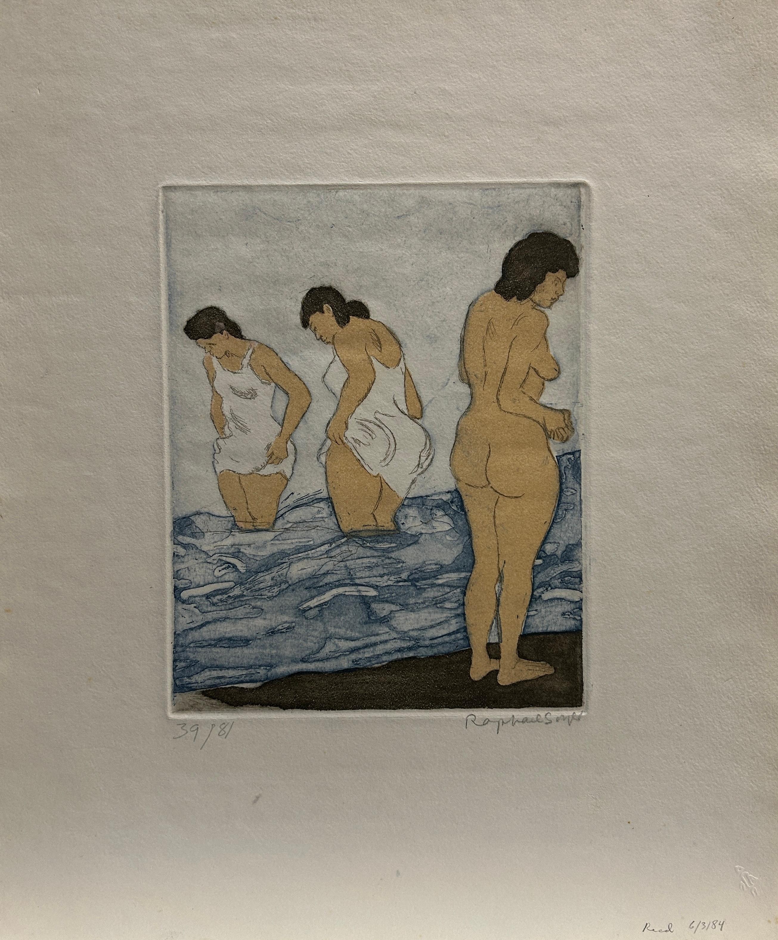 Raphael Soyer Figurative Print - Day Bathing